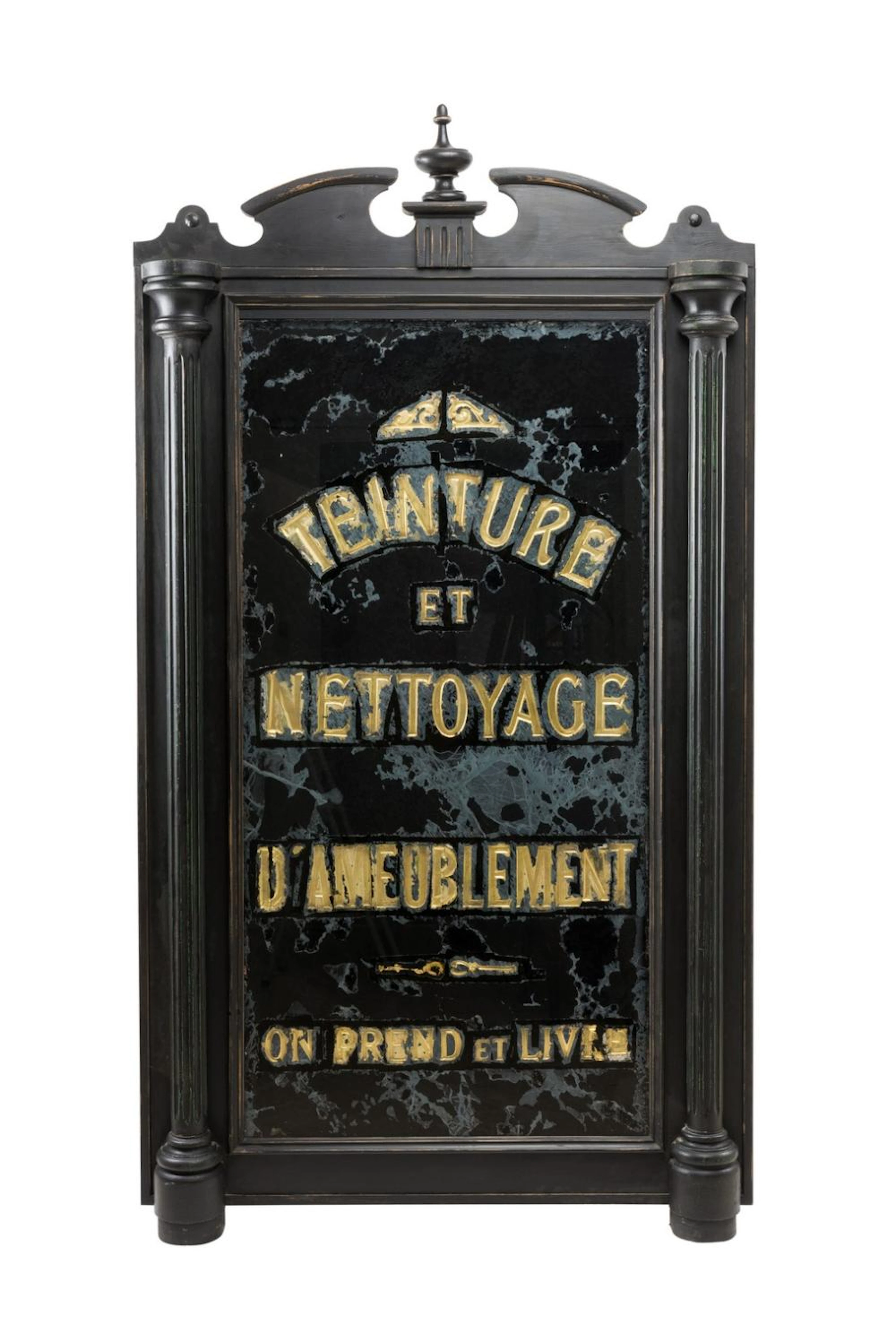 A FRENCH ORNATE MIRROR-BACK ADVERTISING SIGN CIRCA 1880