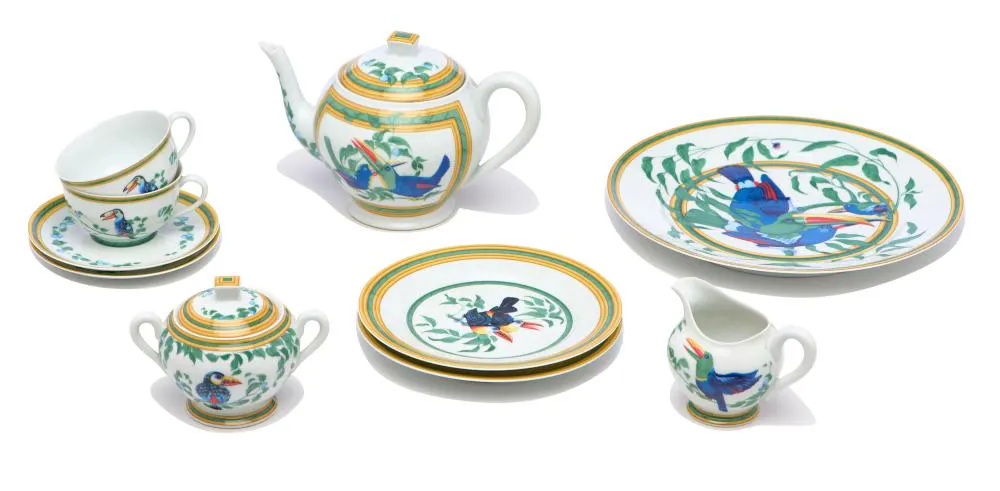 Assiettes à Saladier HERMÈS Toucans - Lot De 6 - Porcelaine - 21,5cm - Occasion