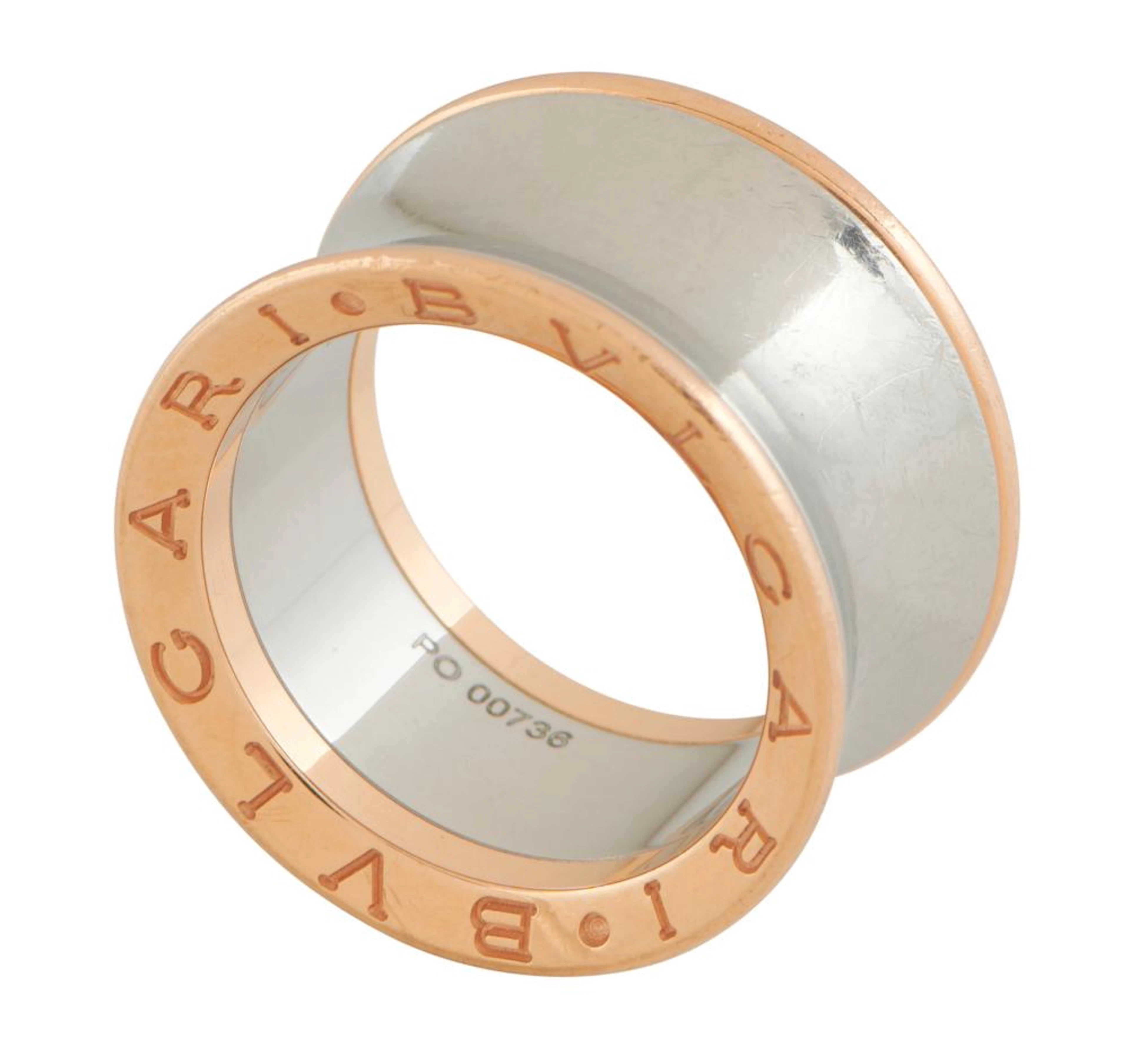 ANISH KAPOOR FOR BULGARI, 18CT ROSE GOLD AND STAINLESS STEEL 'BZERO.1' RING
