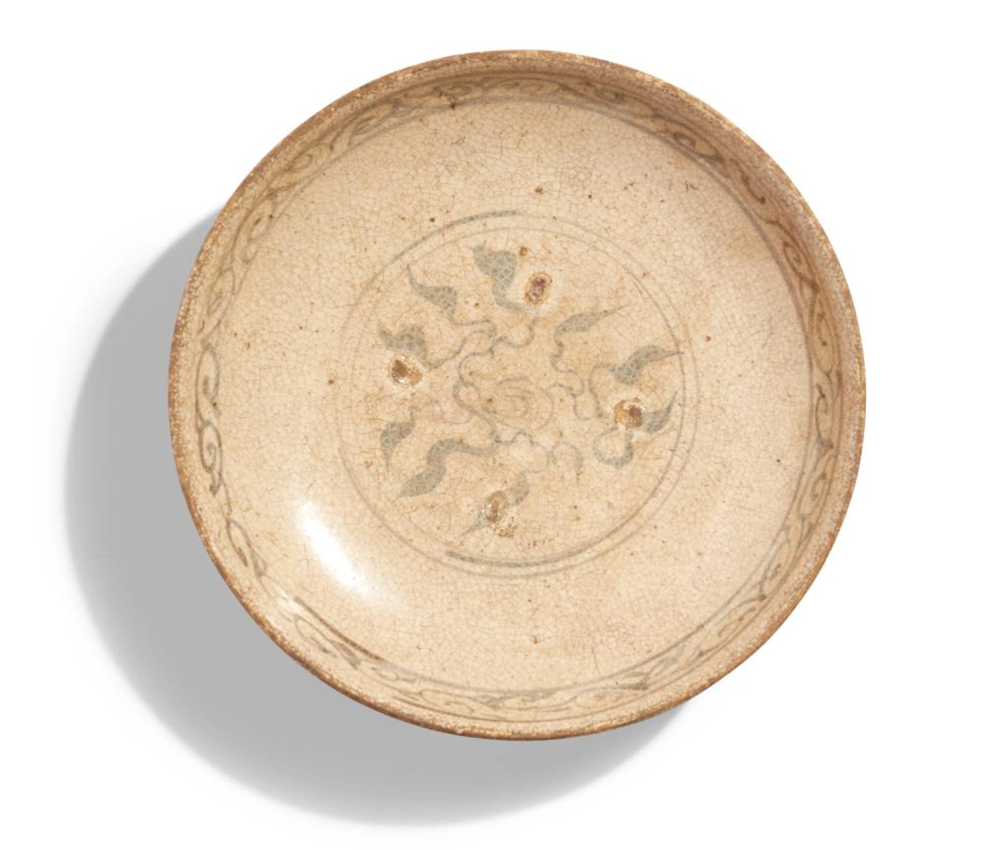 A VIETNAMESE IRON PAINTED DISH