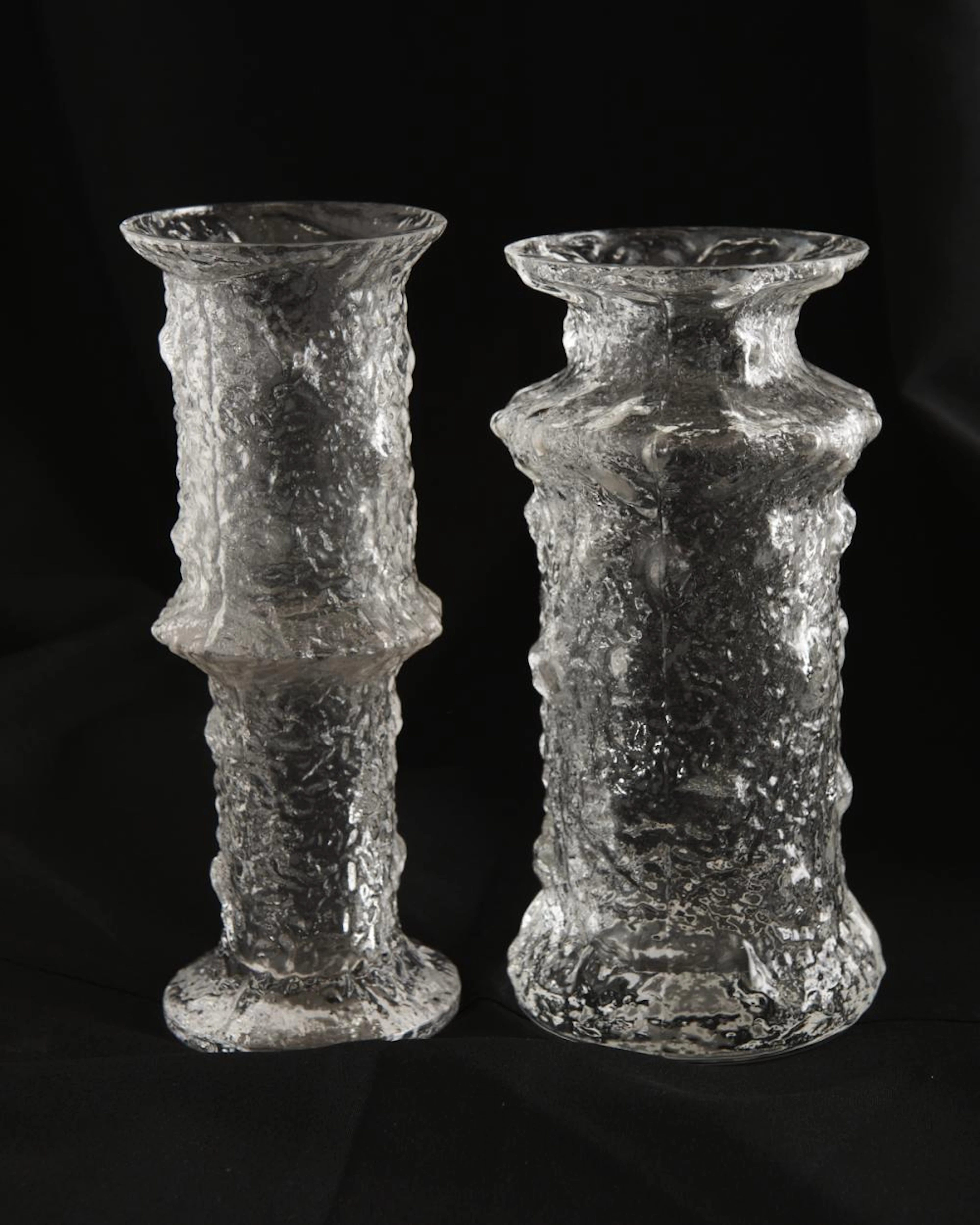 TWO MID-CENTURY BARK TEXTURED VASES BY TIMO SARPENEVA FOR...