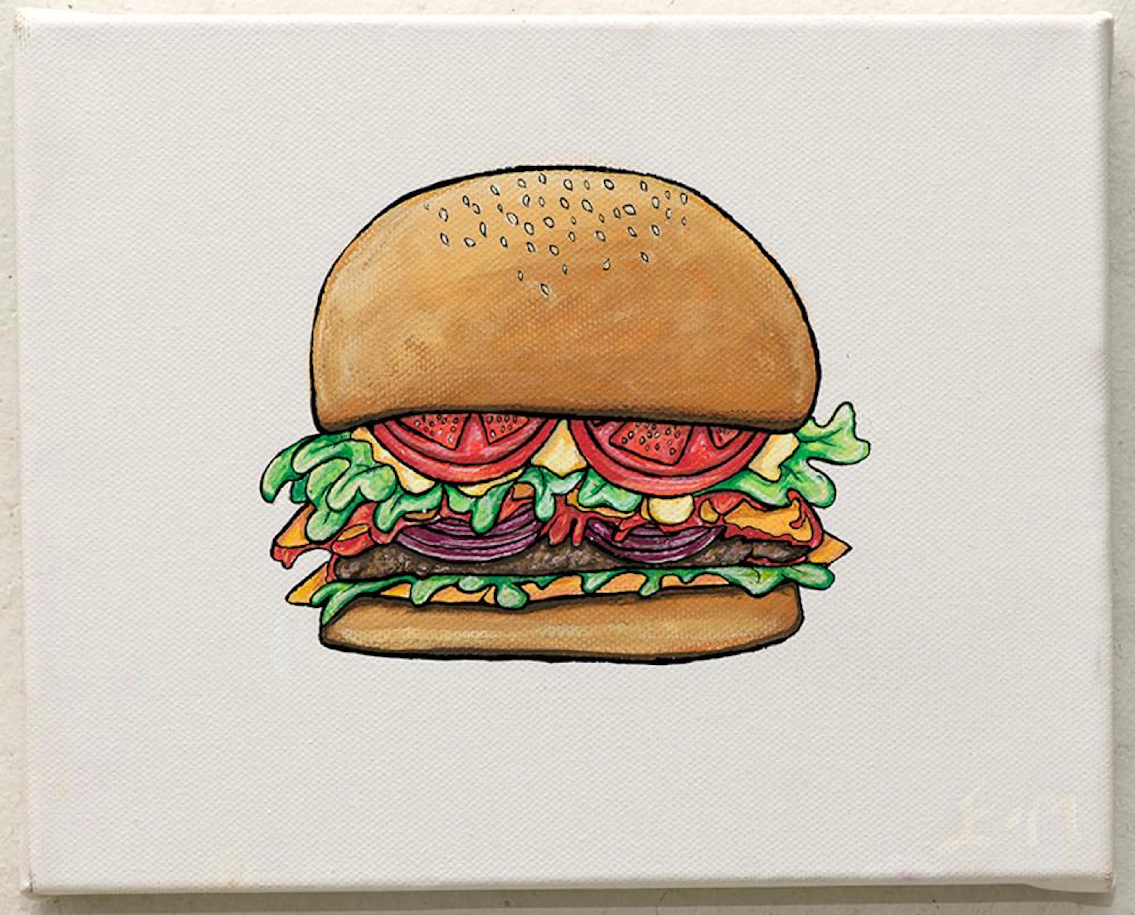 EDEN MENTA (born 1994) Its a burger 2021 acrylic and paint pen on canvas