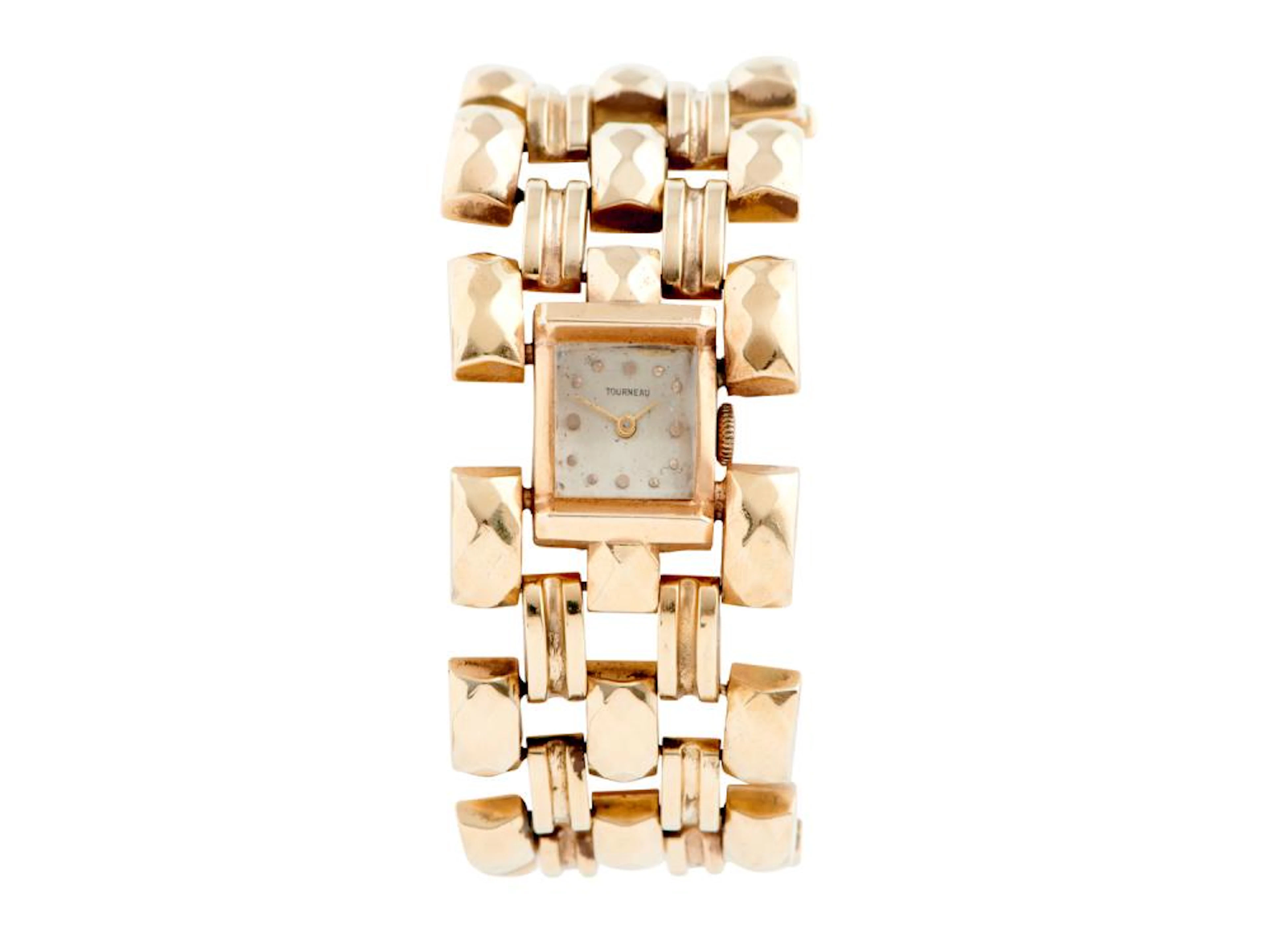TOURNEAU A 14CT GOLD BRACELET WATCH CIRCA 1945