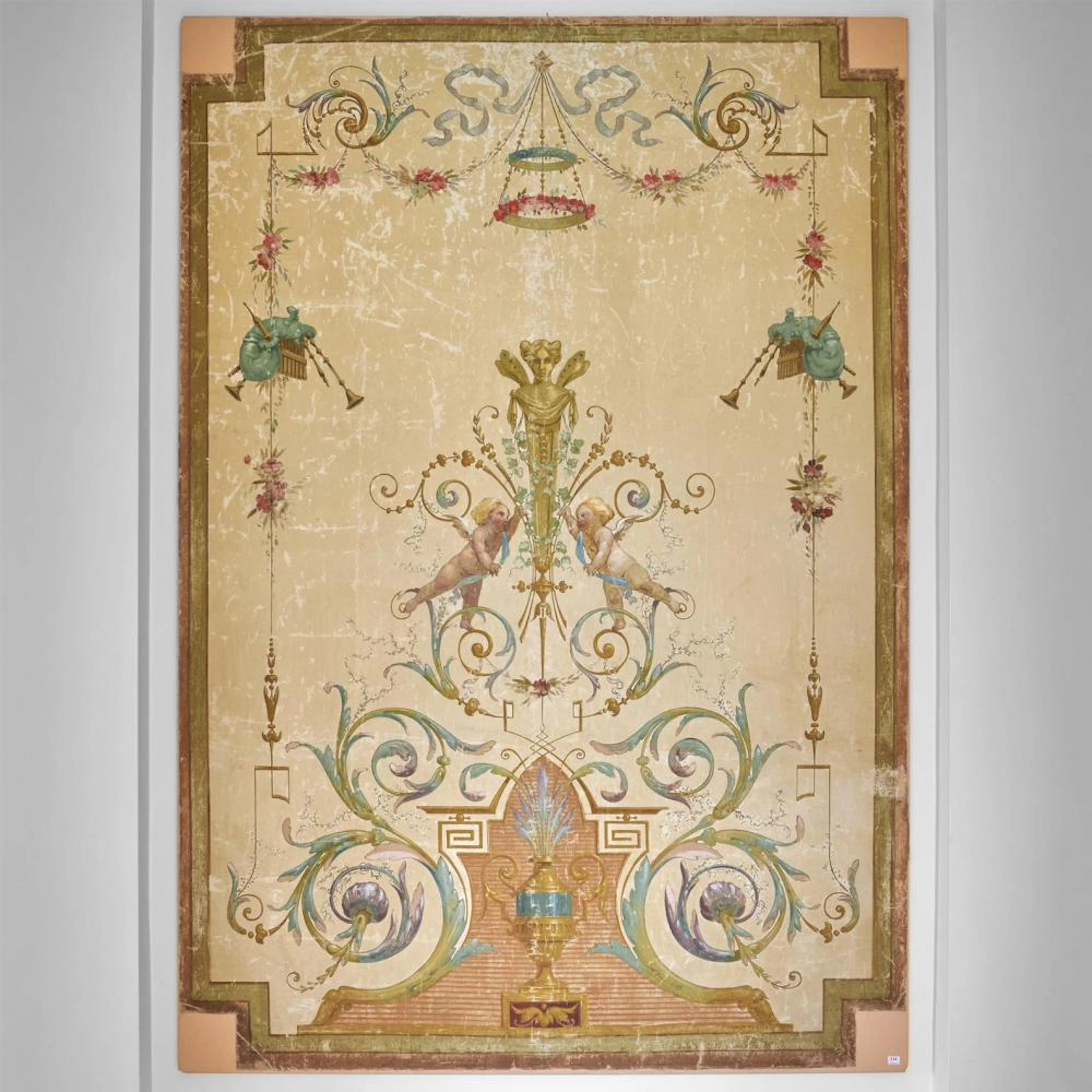AN ANTIQUE NEO-CLASSICAL PAINTED PANEL 19th century