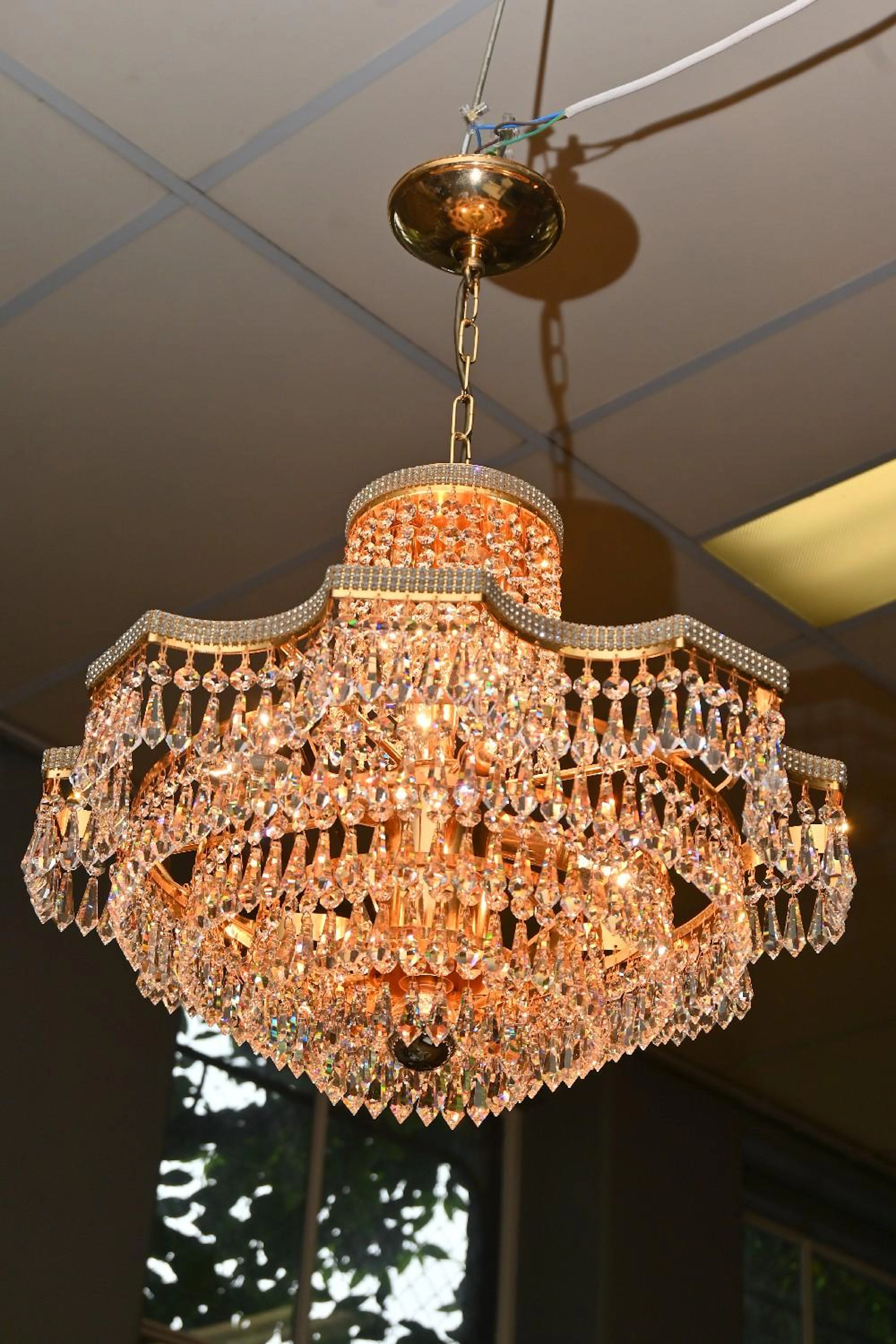 A NINE GLOBE 1970'S SWAROVSKI BULLET CRYSTAL DROPLET...