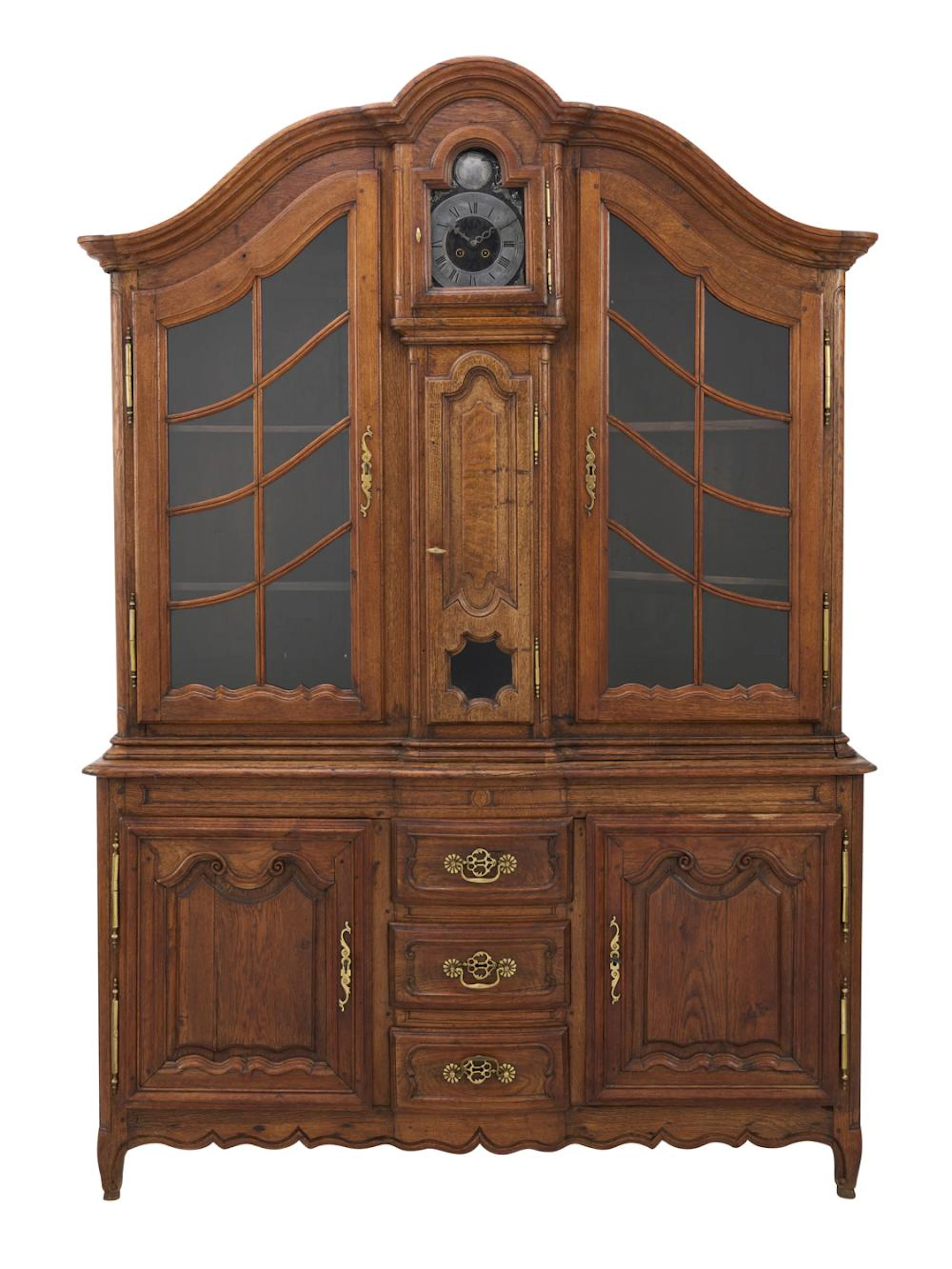 A FRENCH PROVINCIAL OAK VAISSELIER-HORLOGE Second half 18th century