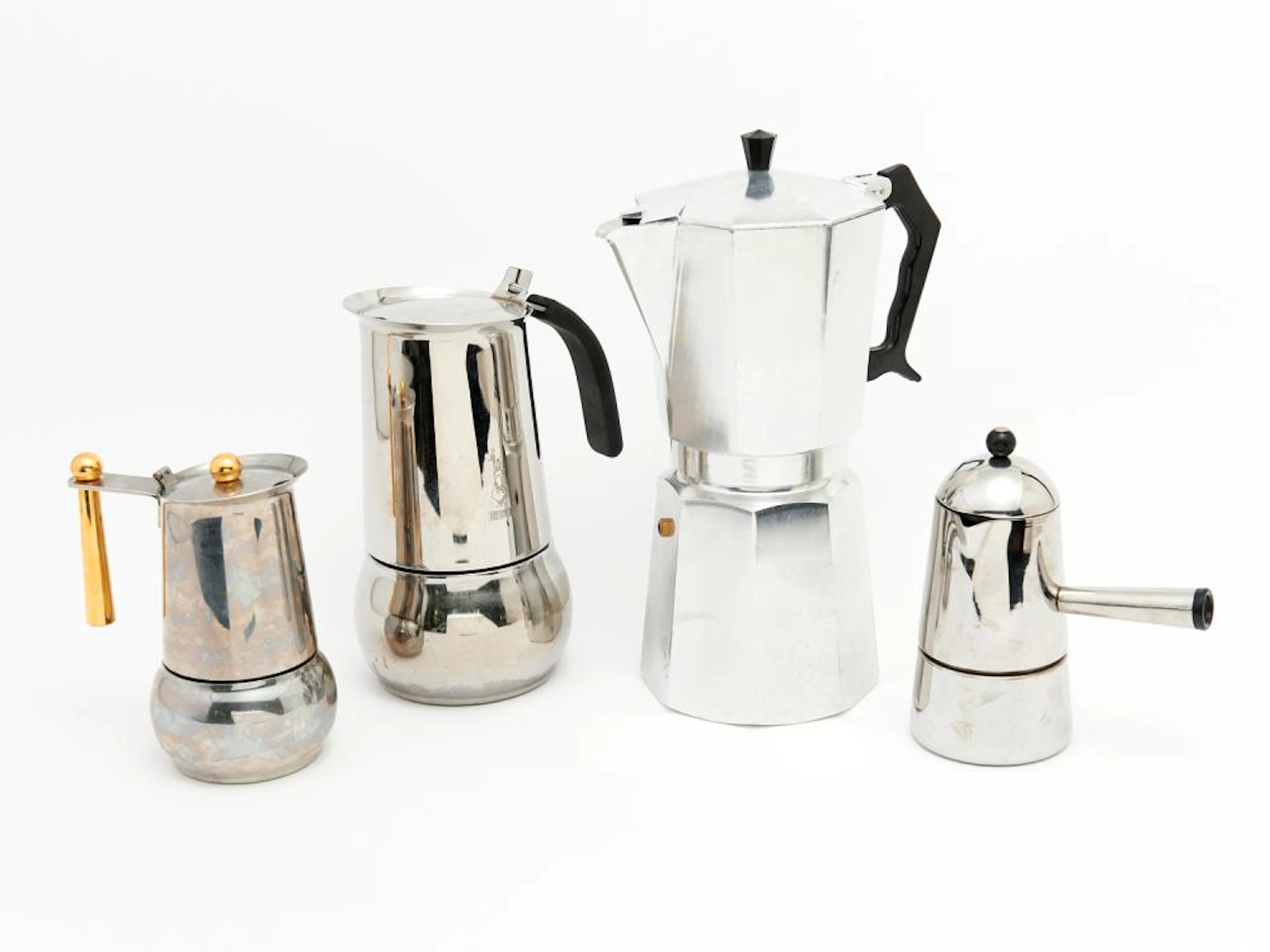 FOUR VINTAGE COFFEE PERCOLATORS INCL