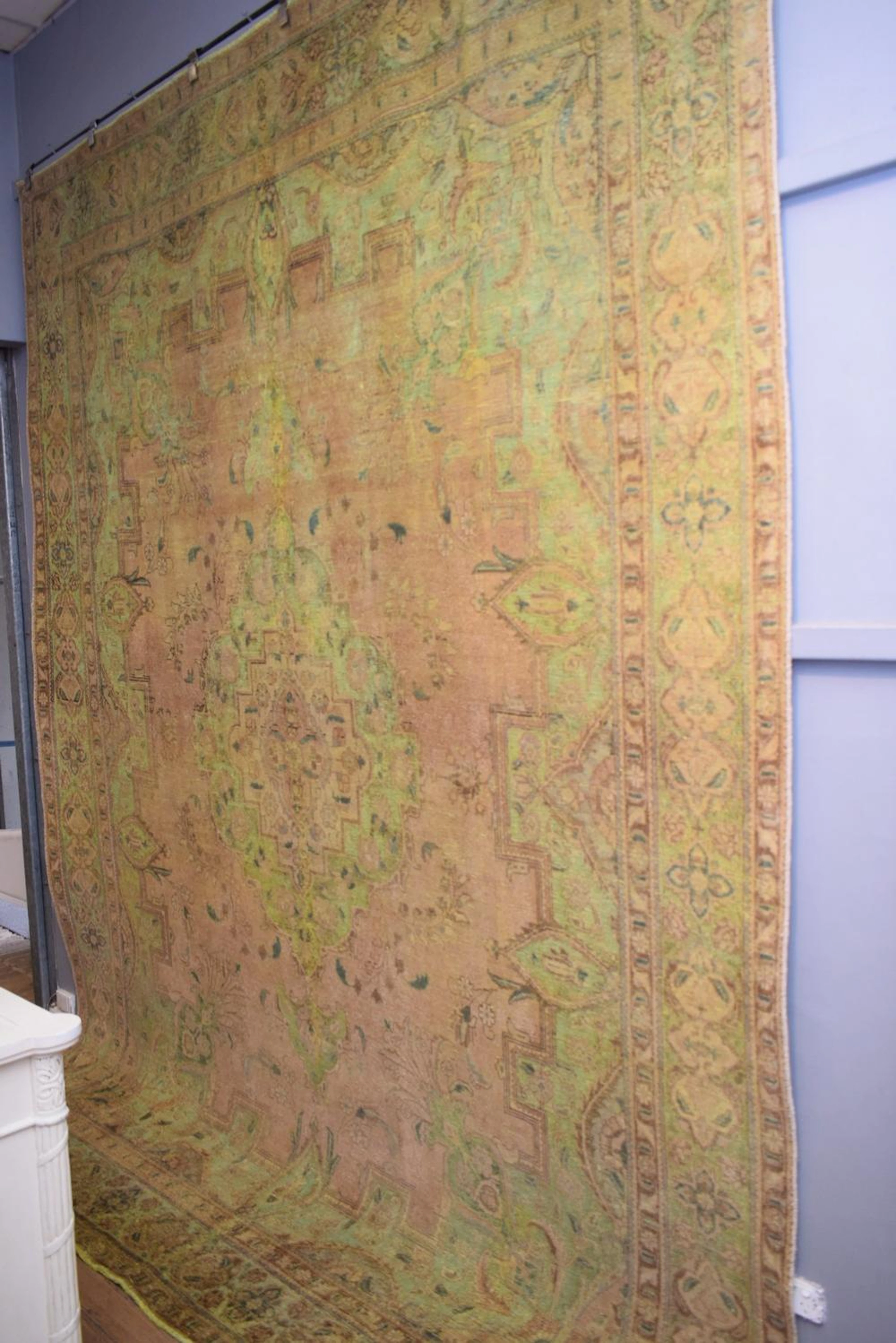 A UNIQUE MODERN OVER-DYED VINTAGE PERSIAN TABRIZ CARPET