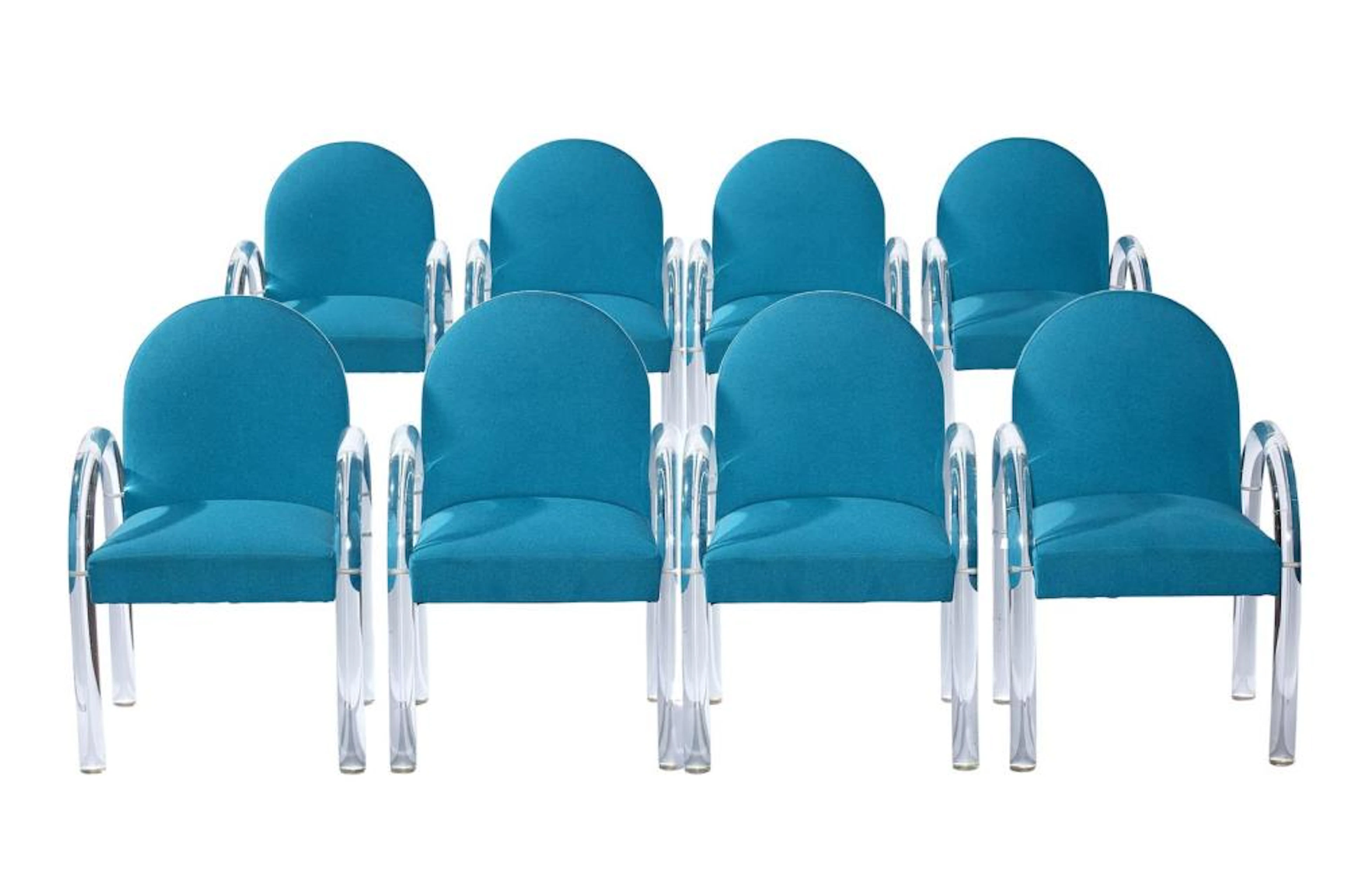PACE COLLECTION EIGHT 'WATERFALL' LUCITE DINING CHAIRS