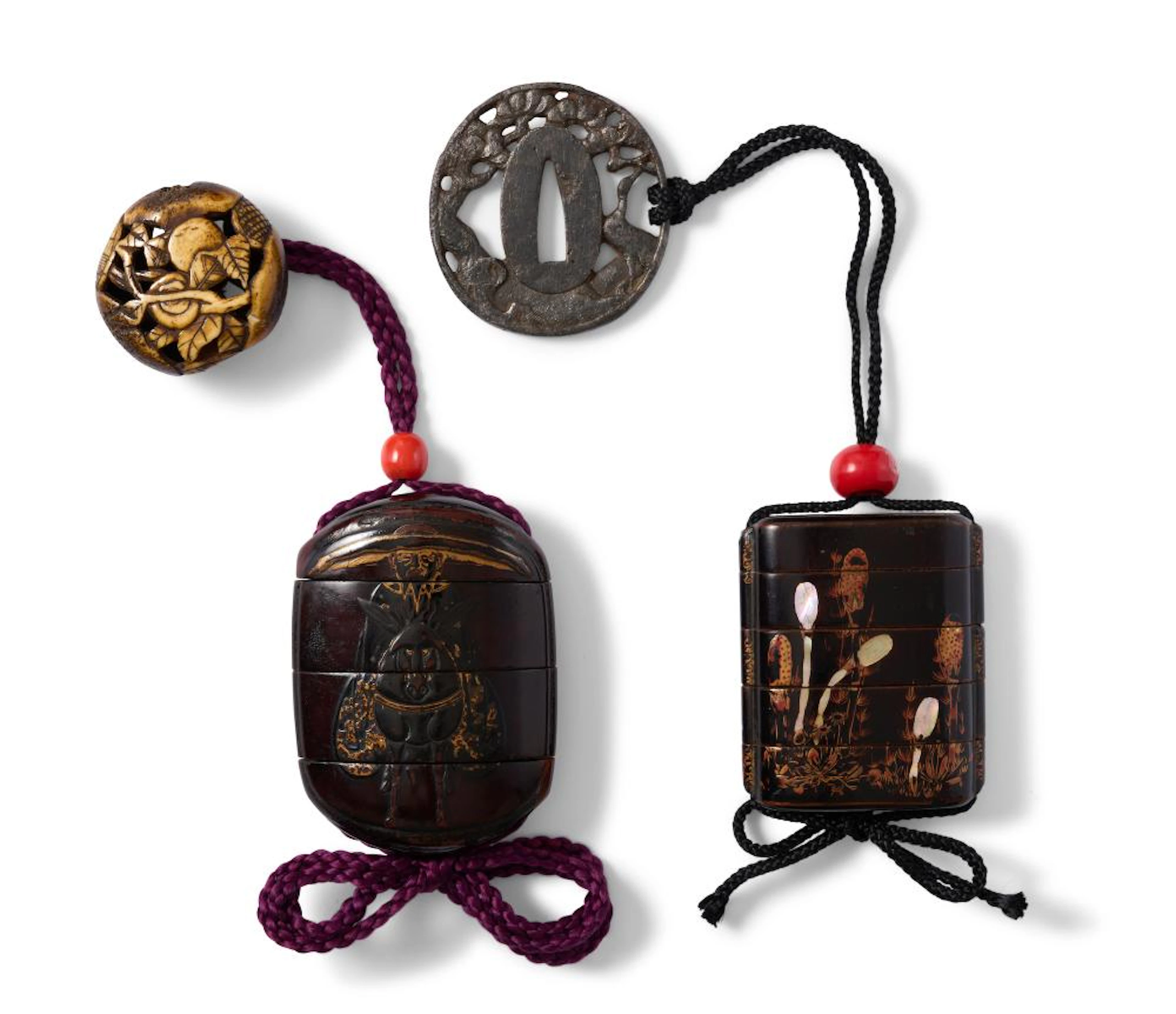 TWO JAPANESE LACQUER INRO EDO PERIOD (1603-1867), 18TH CENTURY