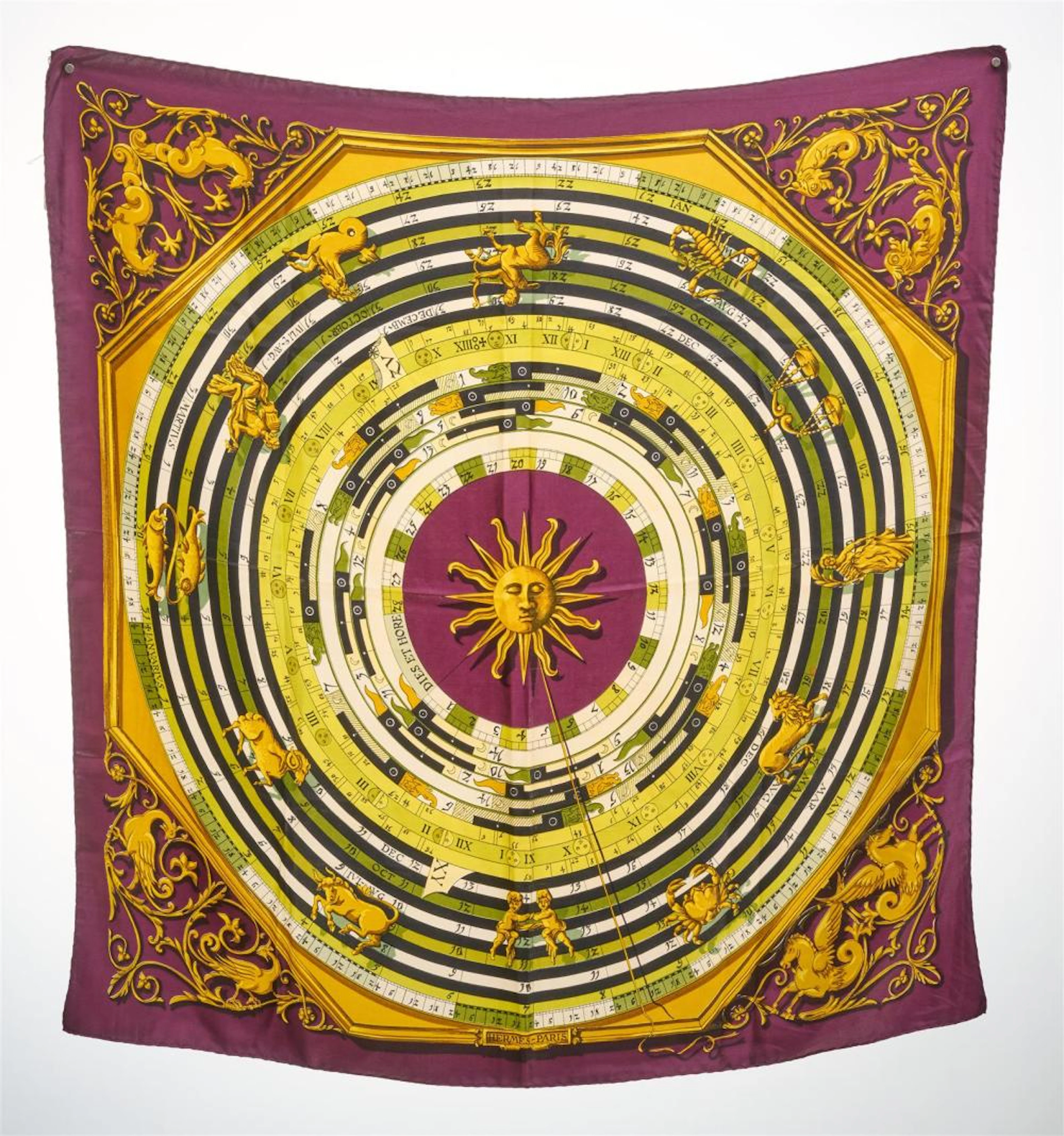 A SILK SCARF BY HERMÉS - 'Astrologie Dies Et Hore' by...