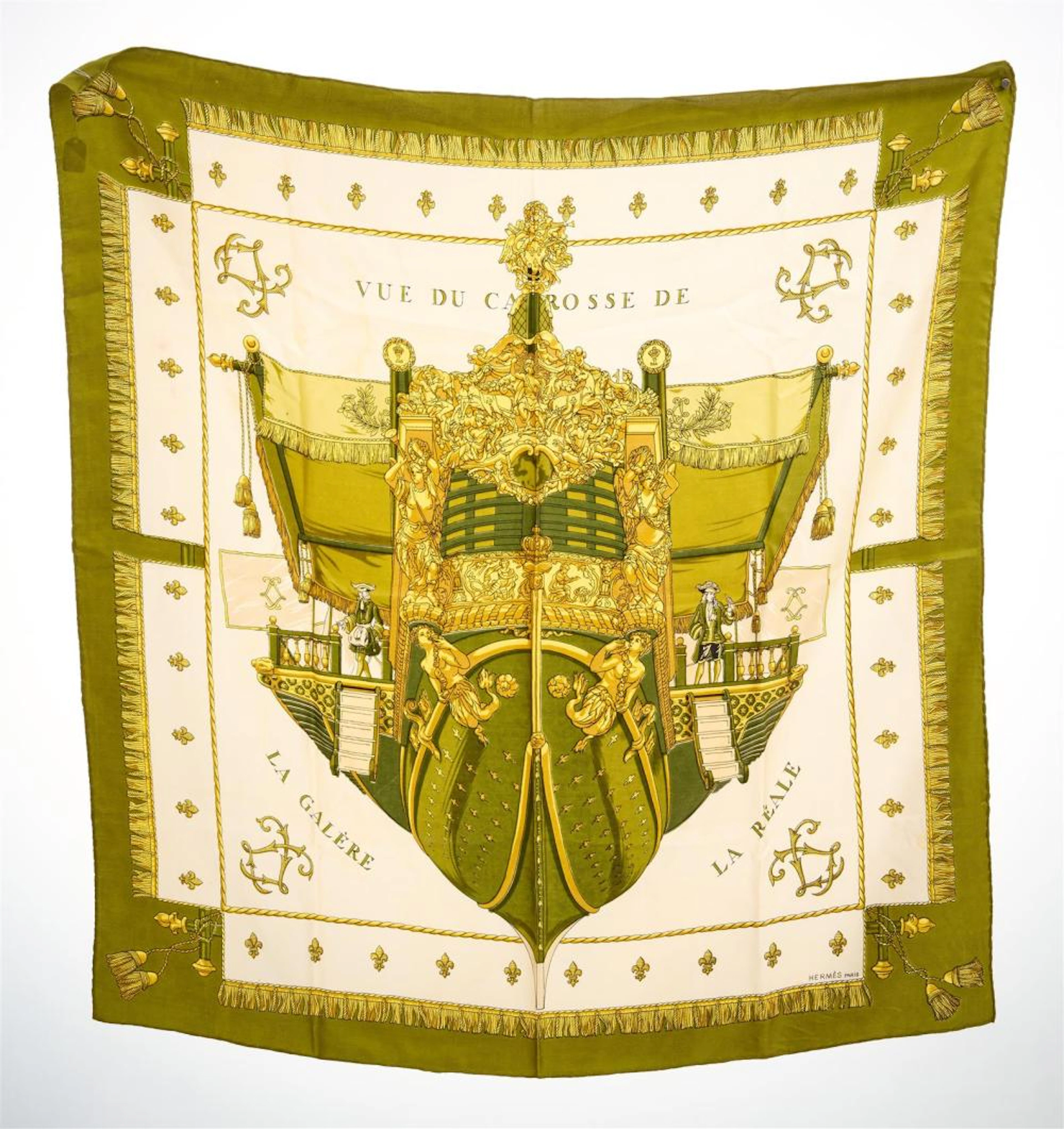 A SILK SCARF BY HÉRMES - 'Vue de Carrosse de la Galère Réale' by Hugo Grygkar