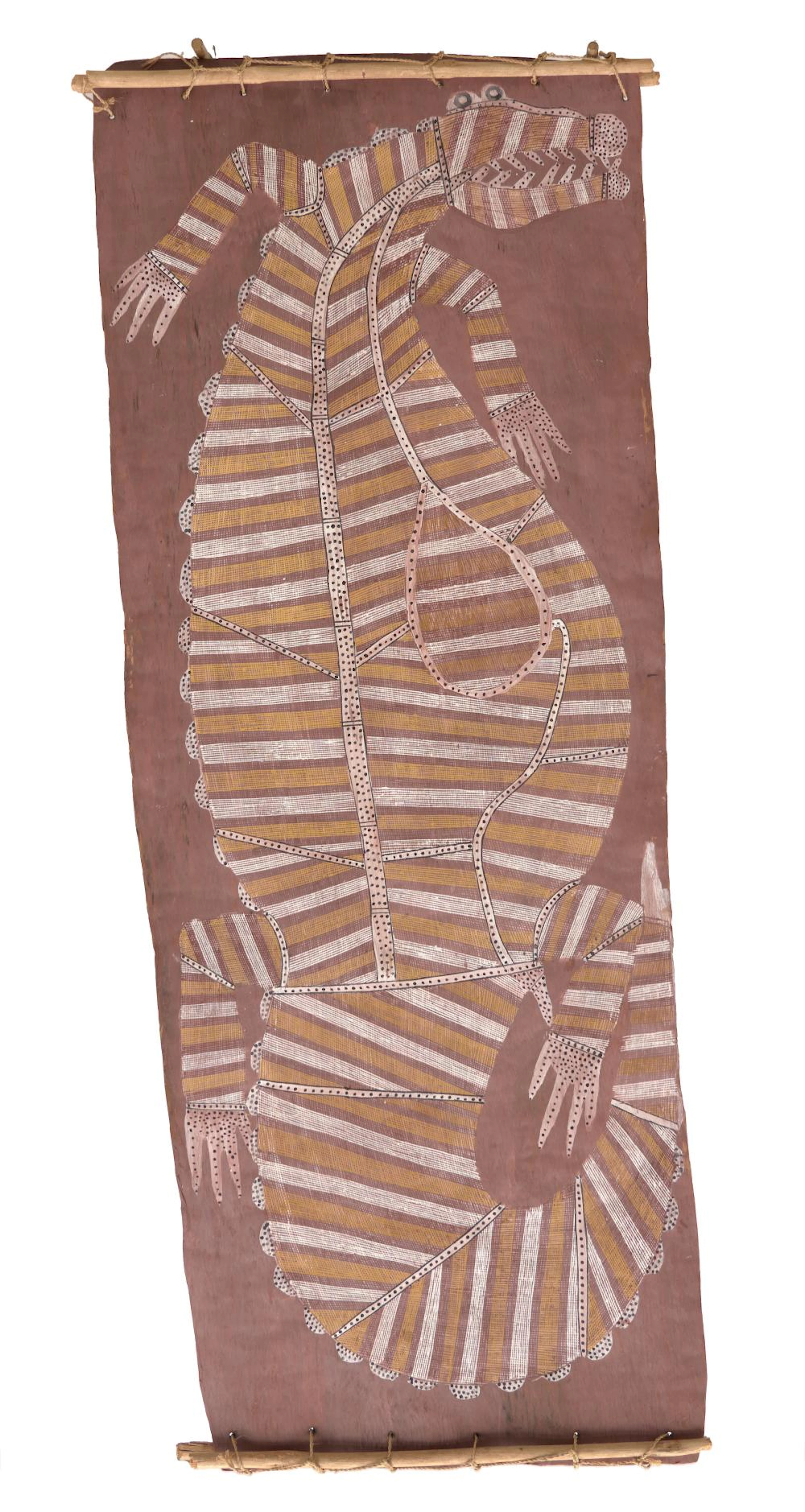 MICK KUBARKKU (c.1922-2008) Namangwari 1980 natural earth pigments on bark