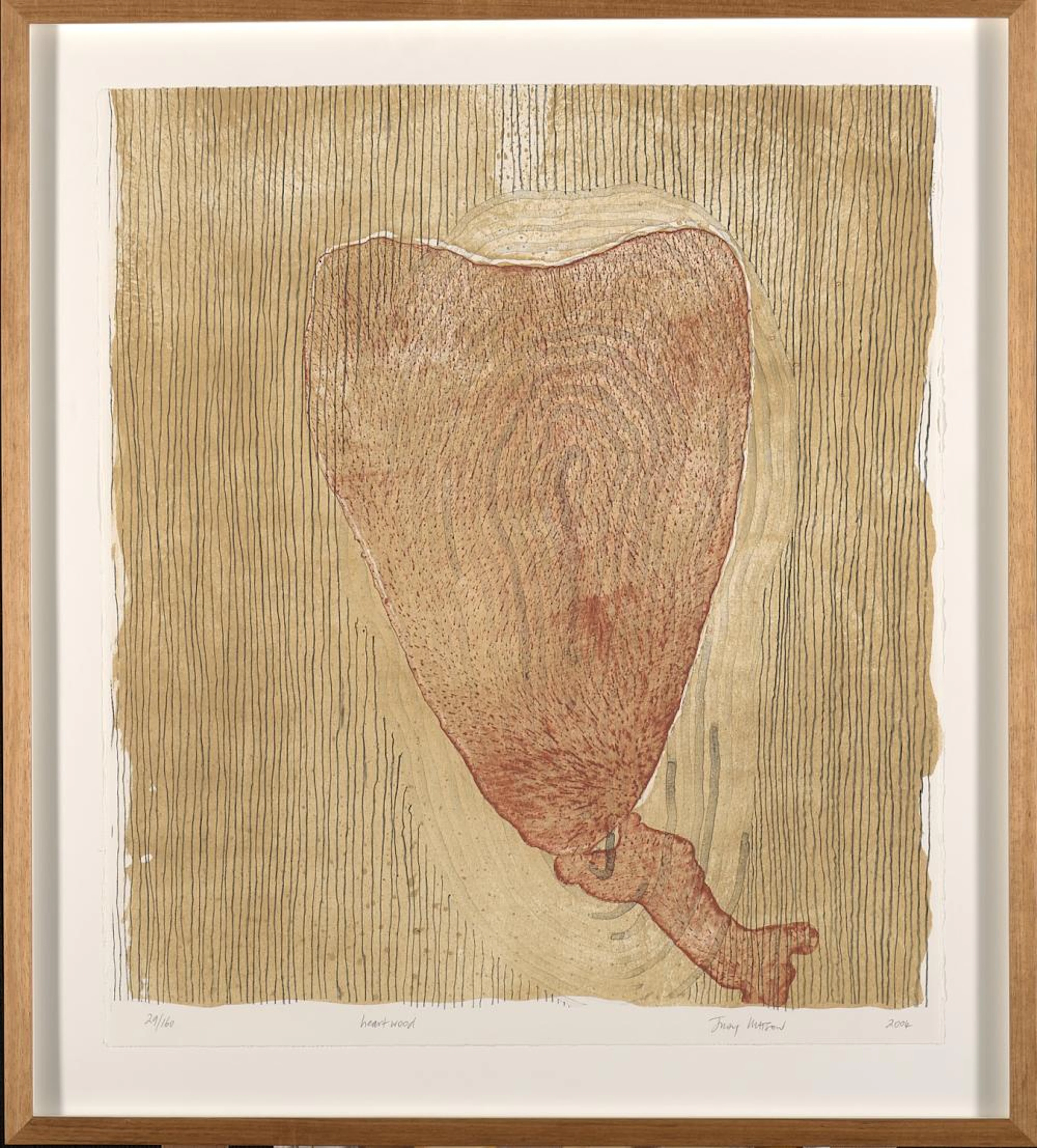 § JUDY WATSON, HEART WOOD, LITHOGRAPH ED. 29/160, 65 X 56CM