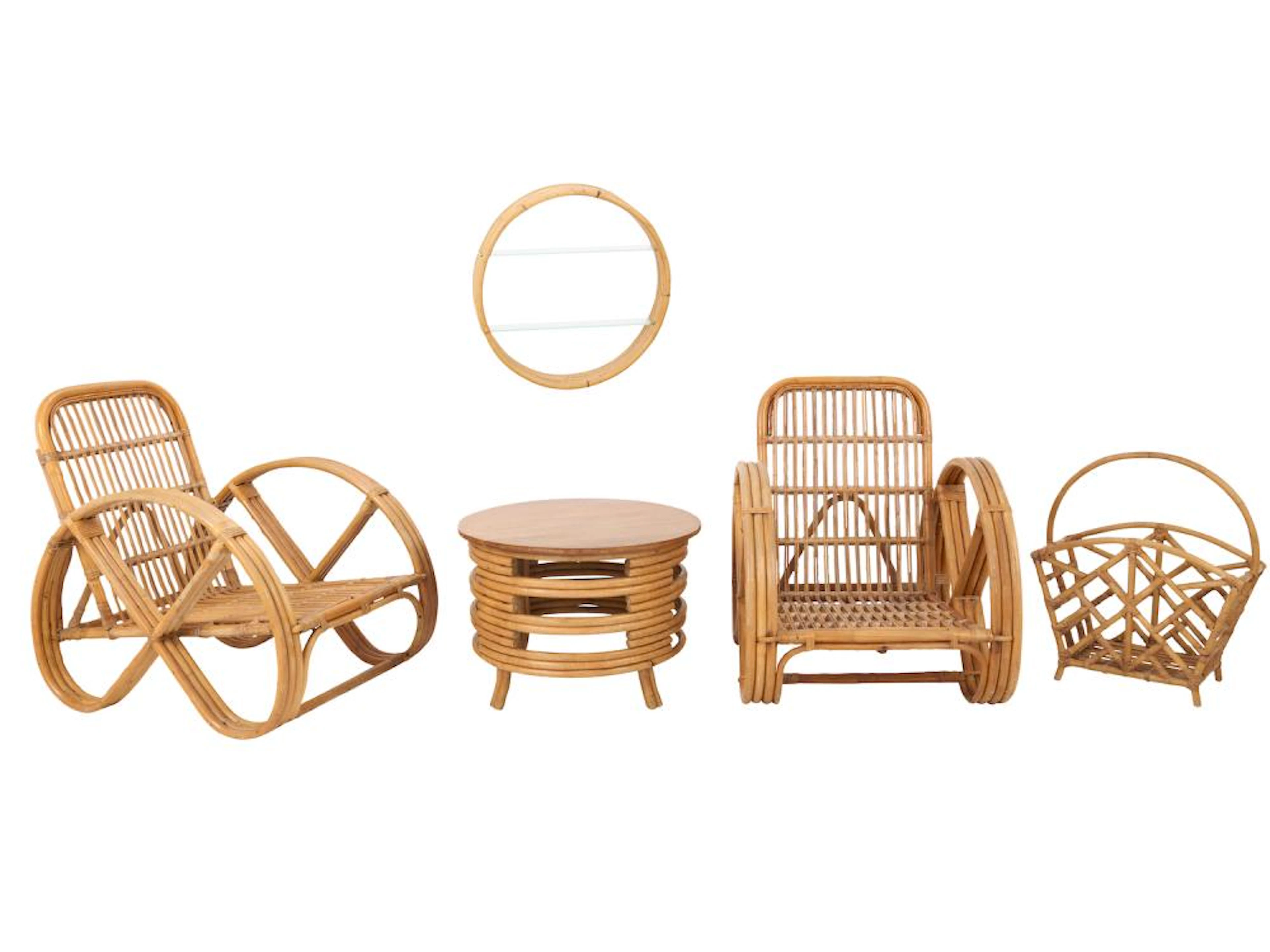 IN THE MANNER OF PAUL FRANKL FIVE PIECES OF RATTAN...