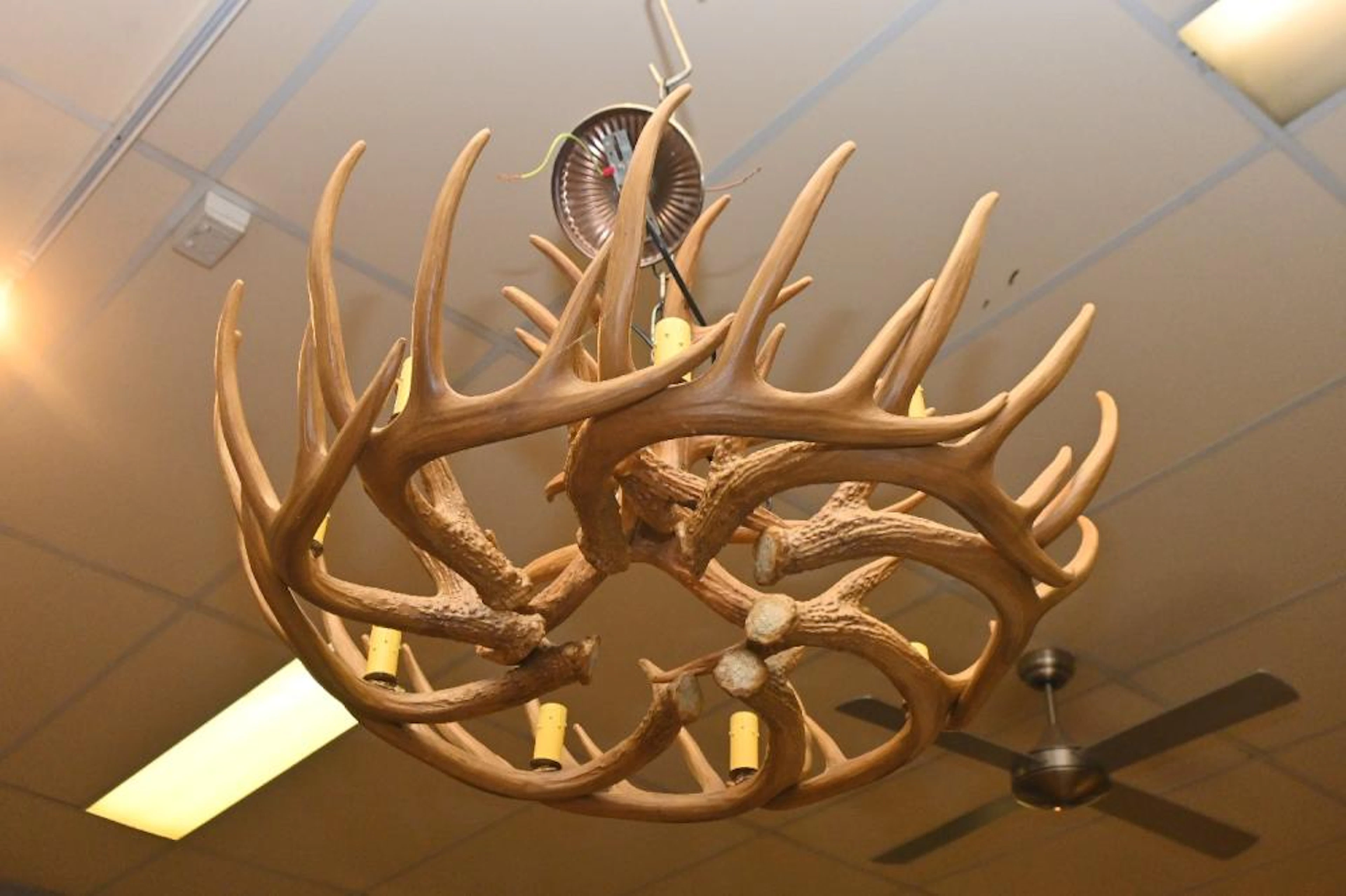 A SUBSTANTIAL DEER ANTLER EFFECT CHANDELIER (72H X 85D...