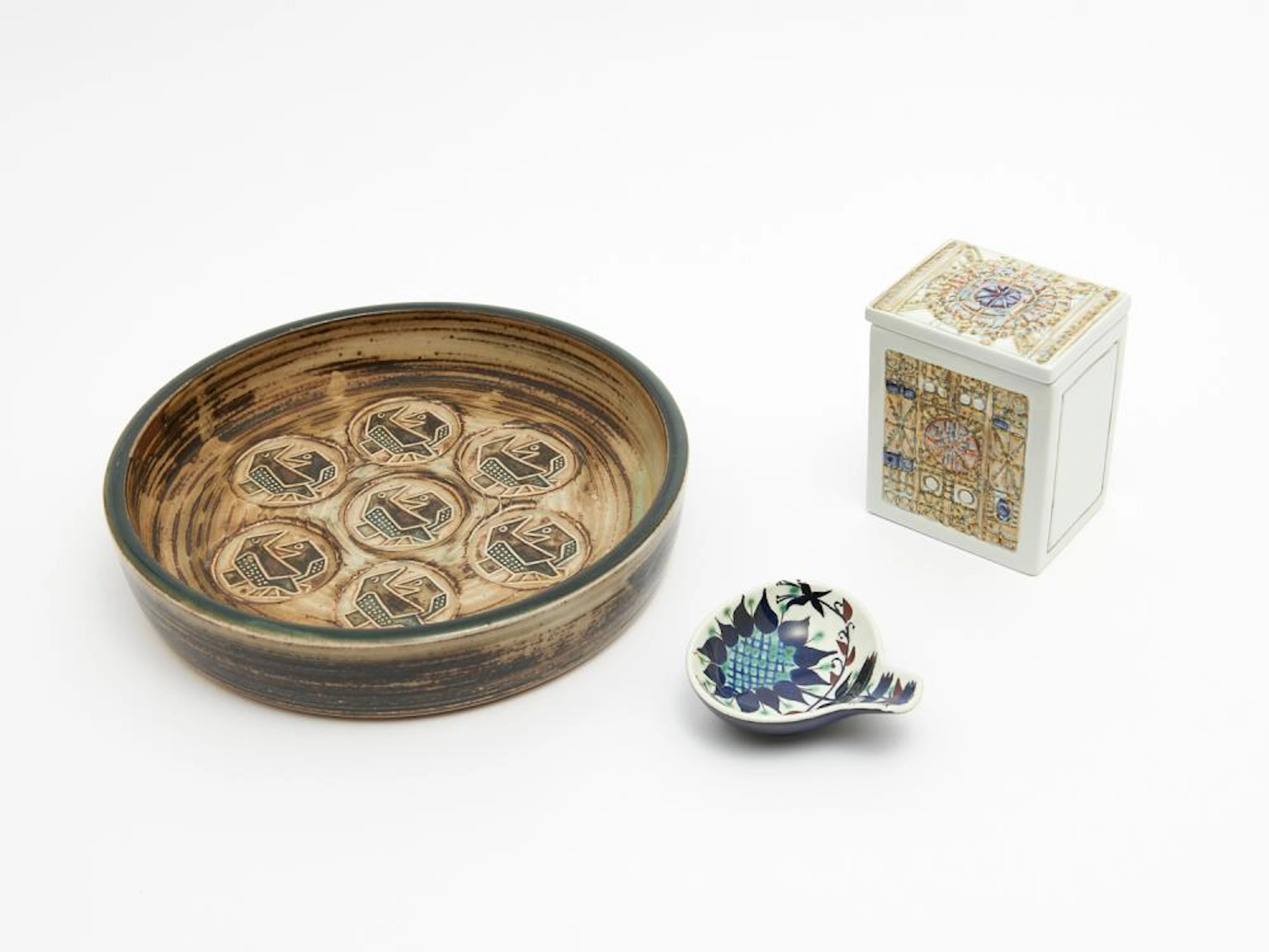 A GROUP OF THREE RETRO ROYAL COPENHAGEN DENMARK FAJANCE...