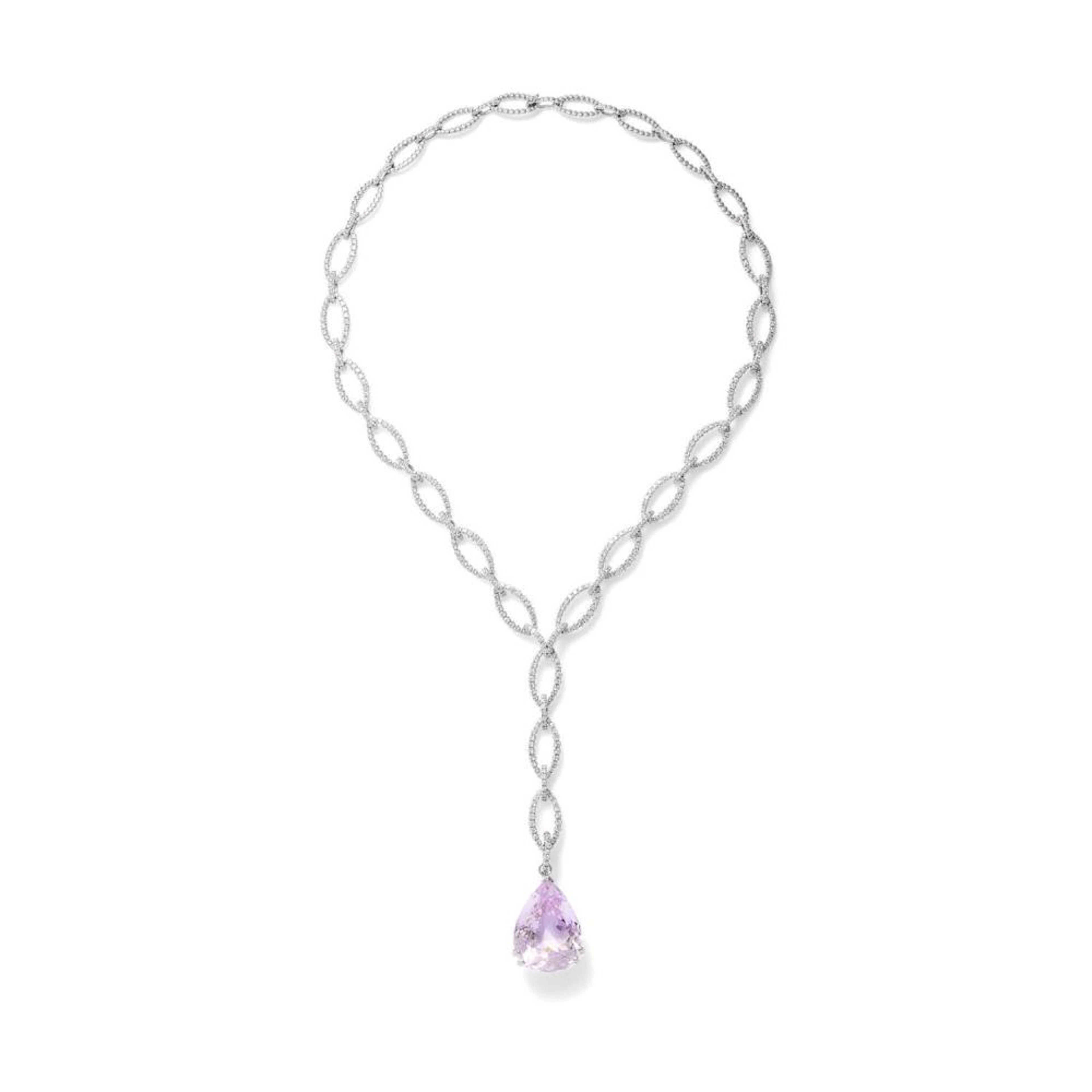 KUNZITE AND DIAMOND CONVERTIBLE NECKLACE