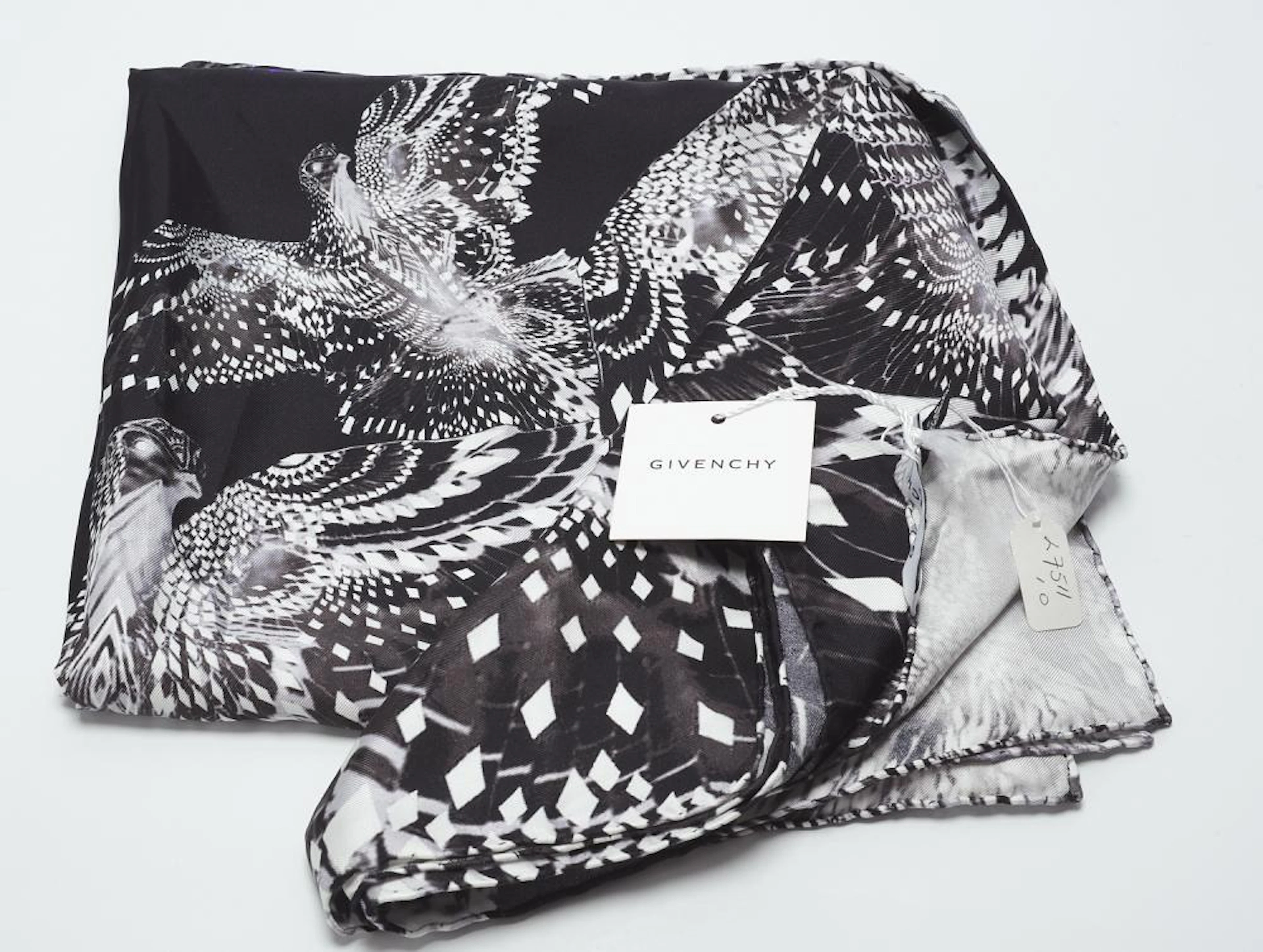 A SILK SCARF WITH EAGLE DESIGN BY GIVENCHY
