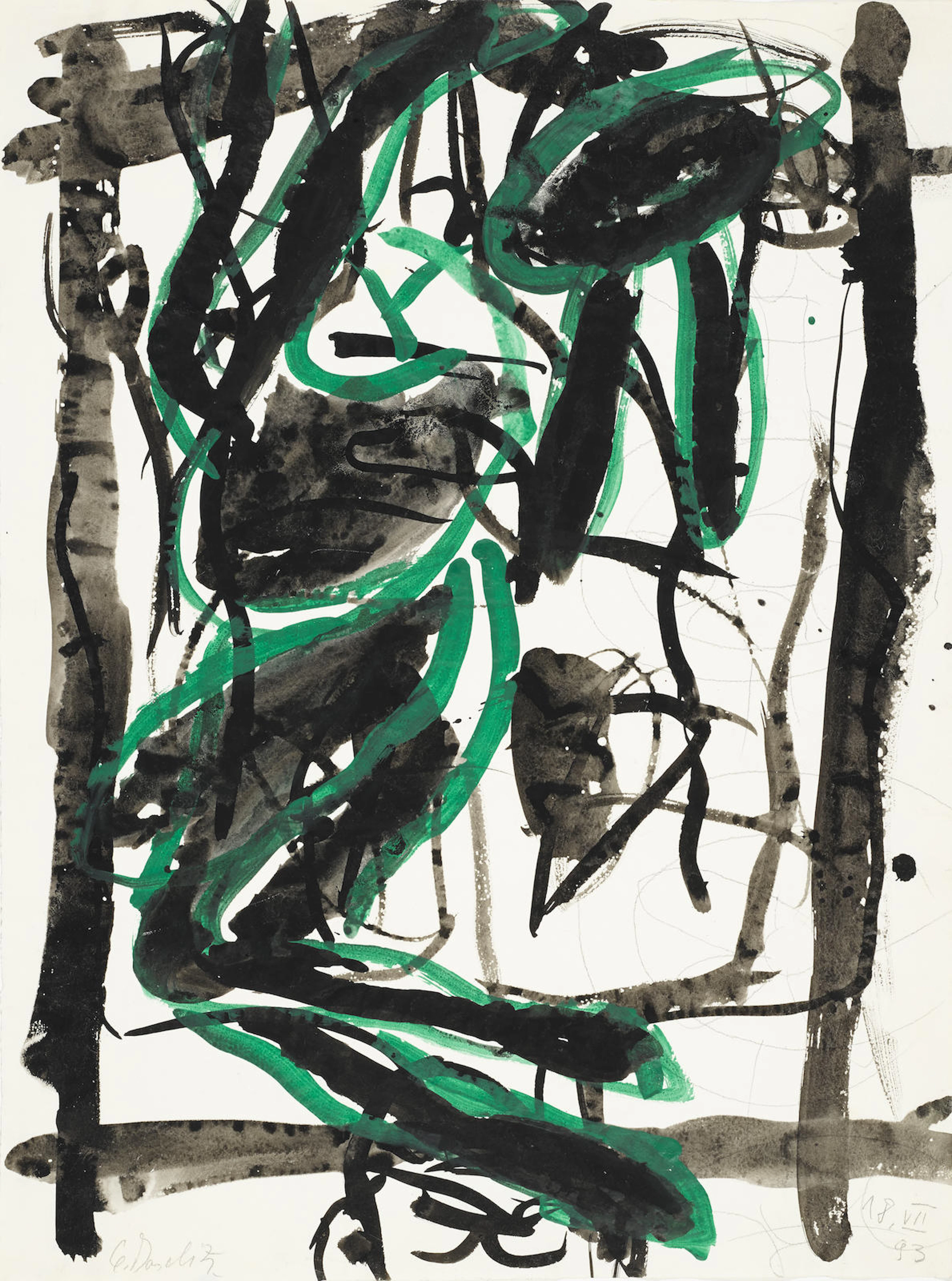 Georg Baselitz (born 1938) Untitled (18, VIII), 1993 25 7/8 x 19 3/4 in. (65.7 x 50.2 cm)