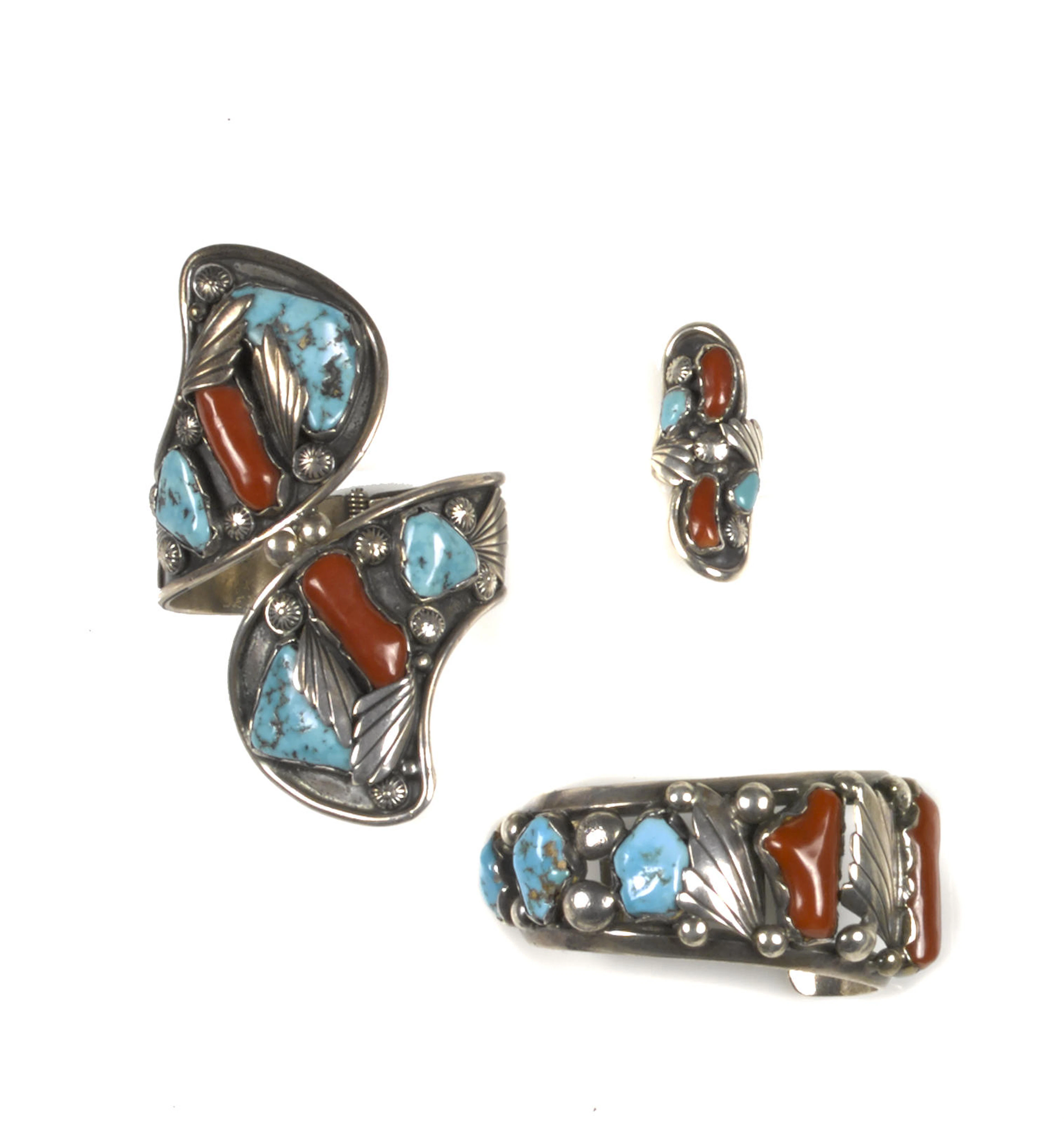 A set of Zuni jewelry items