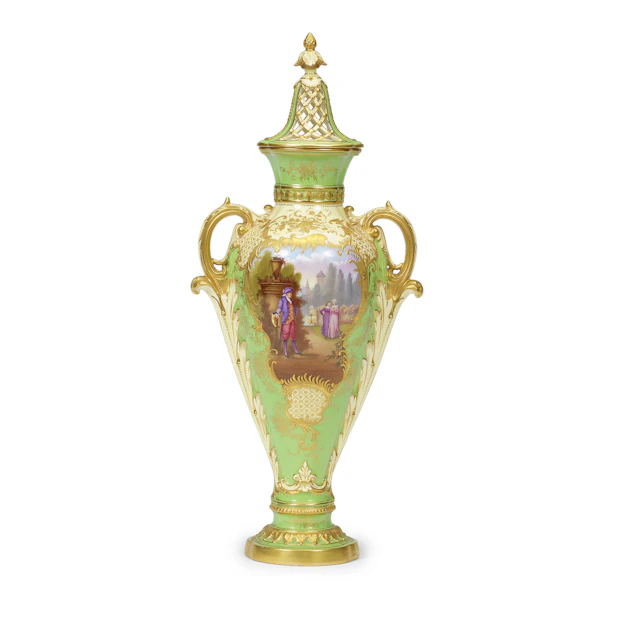 A rare Coalport vase and cover by Thomas Keeling, circa 1910