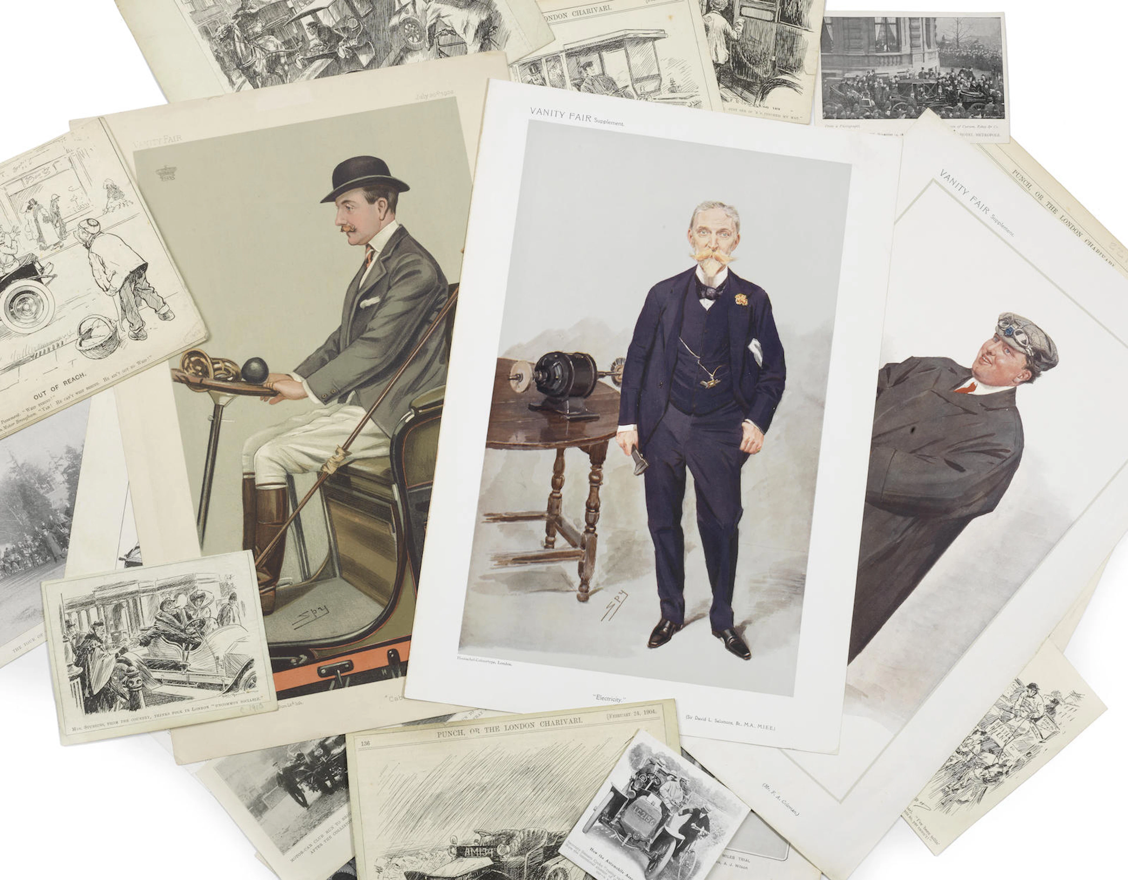 Assorted Vanity Fair prints and cuttings from 'The Graphic' and 'The Sphere',