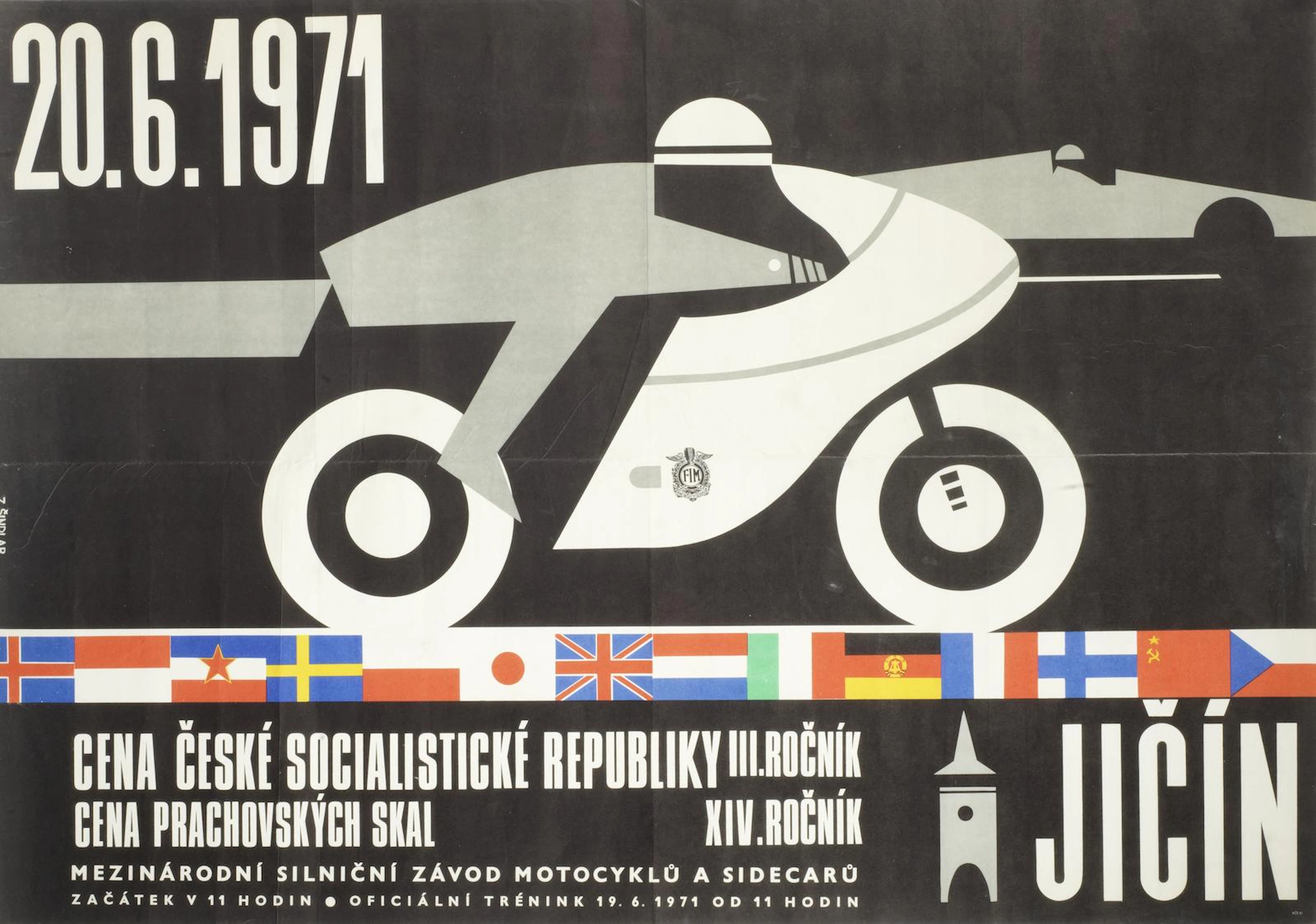 Five Czechoslovakian motorcycle race posters,