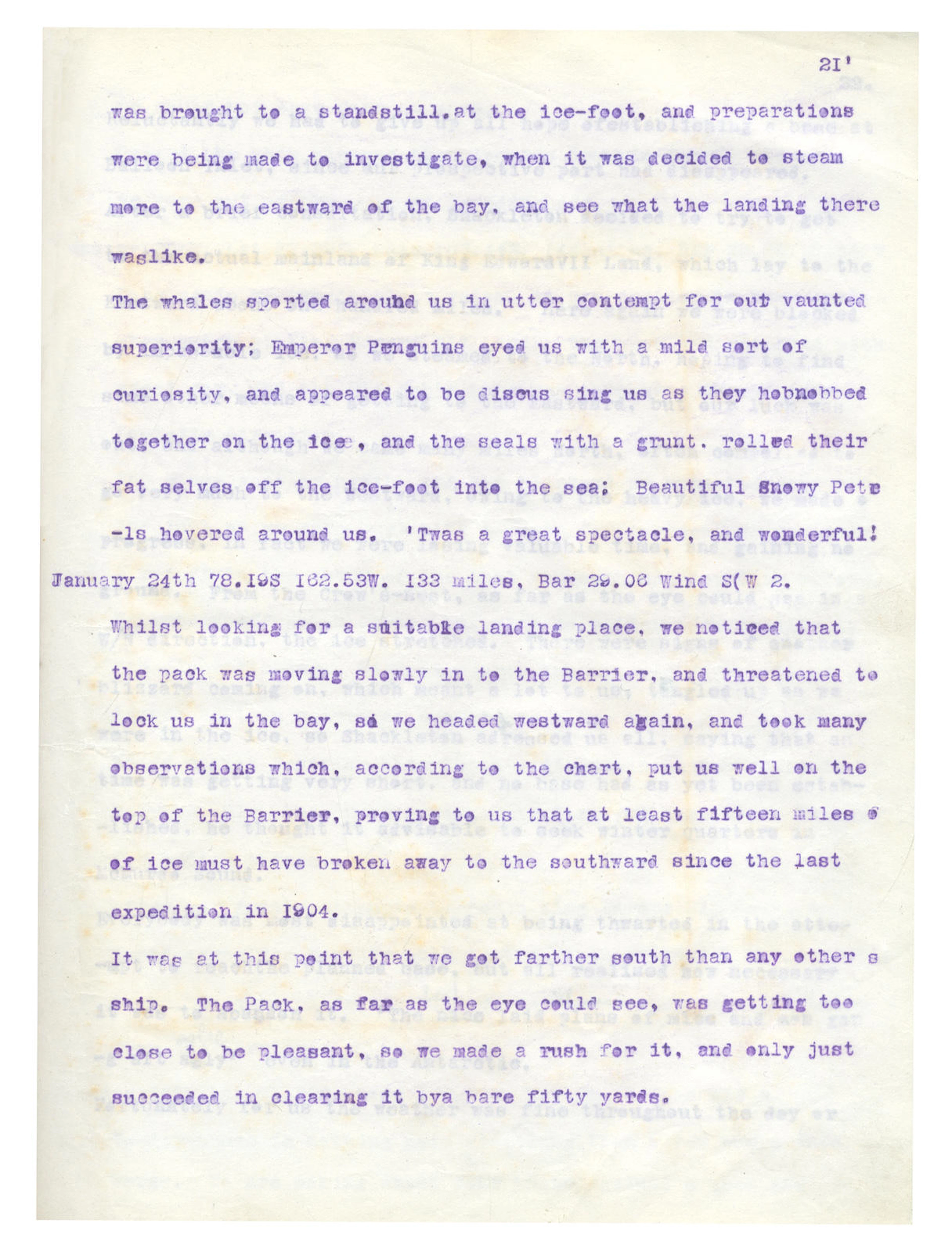 AENEAS MACKINTOSH AND HENRY DUNLOP Extracts from the diary of Henry Dunlop, Chief Engineer of the Nimrod and from Aeneas Mackintosh's private diary written on the Nimrod Expedition