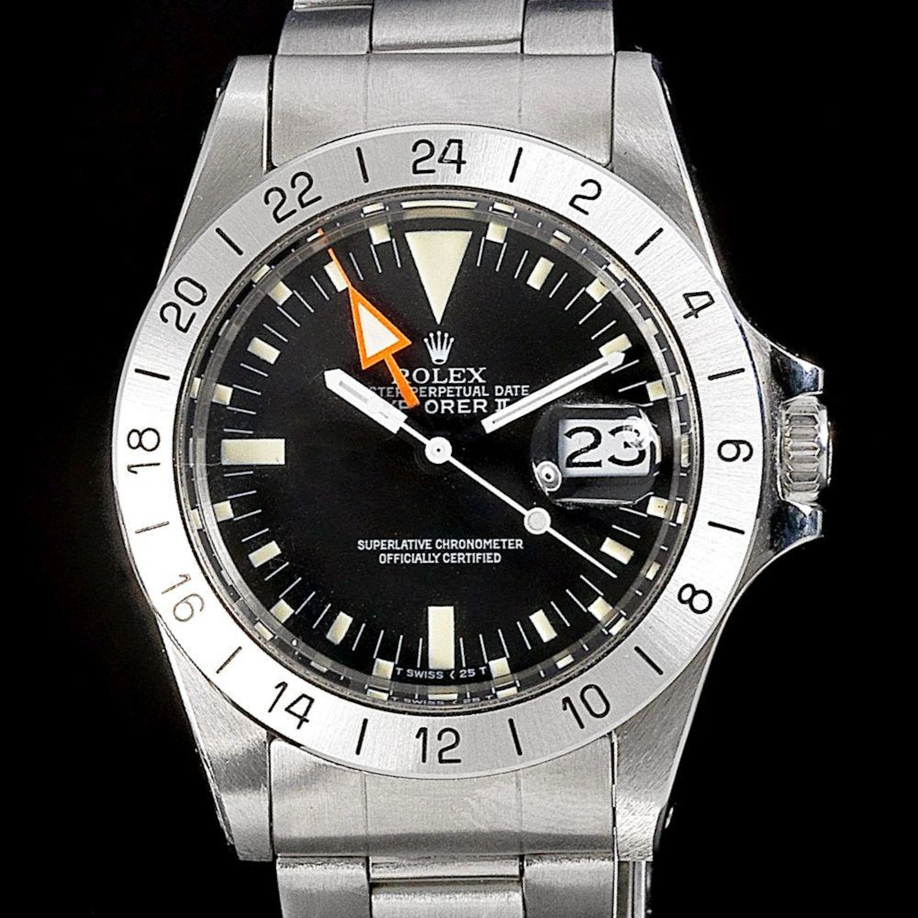Rolex. A Stainless Steel Automatic Calendar Bracelet Watch, Explorer II, Ref:1655, Serial No.440****, Movement No.D08****, Circa 1975