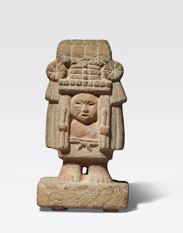Aztec Stone Figure of the Goddess with the Temple Headress, Chicomecōātl or Teteoinnan