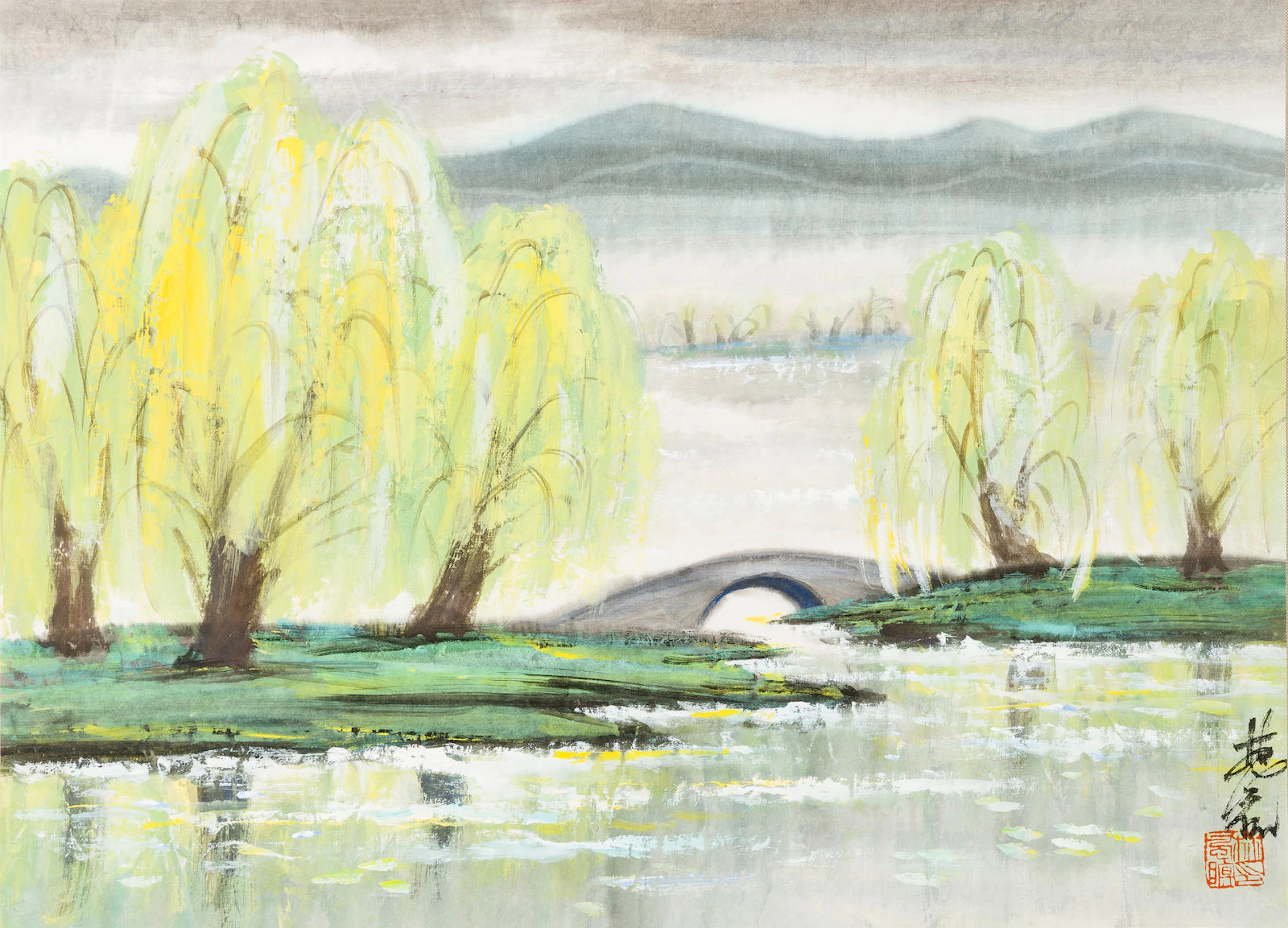 Willows by a Bridge
