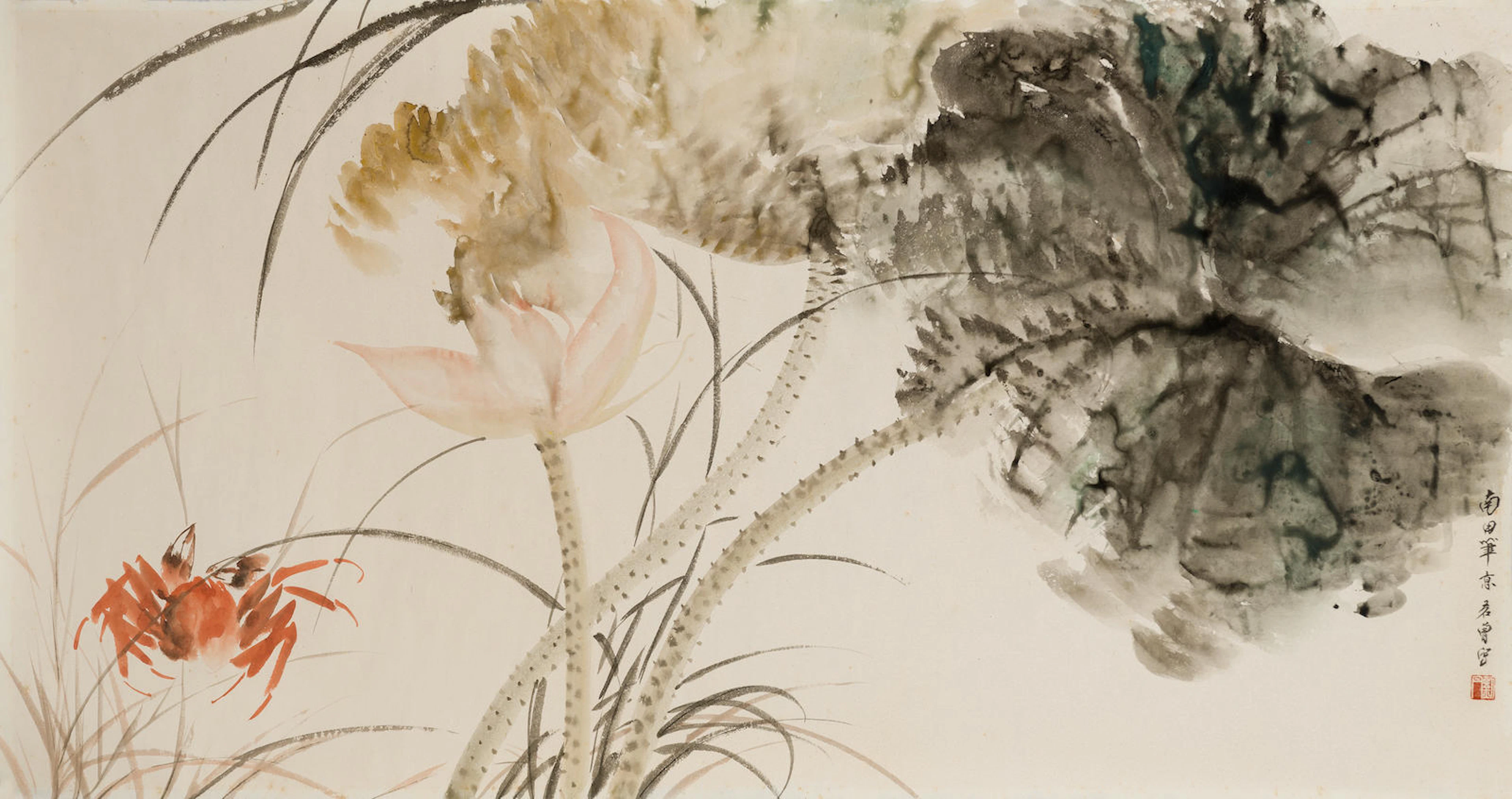 Liu Dan (b.1953) Lotus and Crab After Yun Shouping