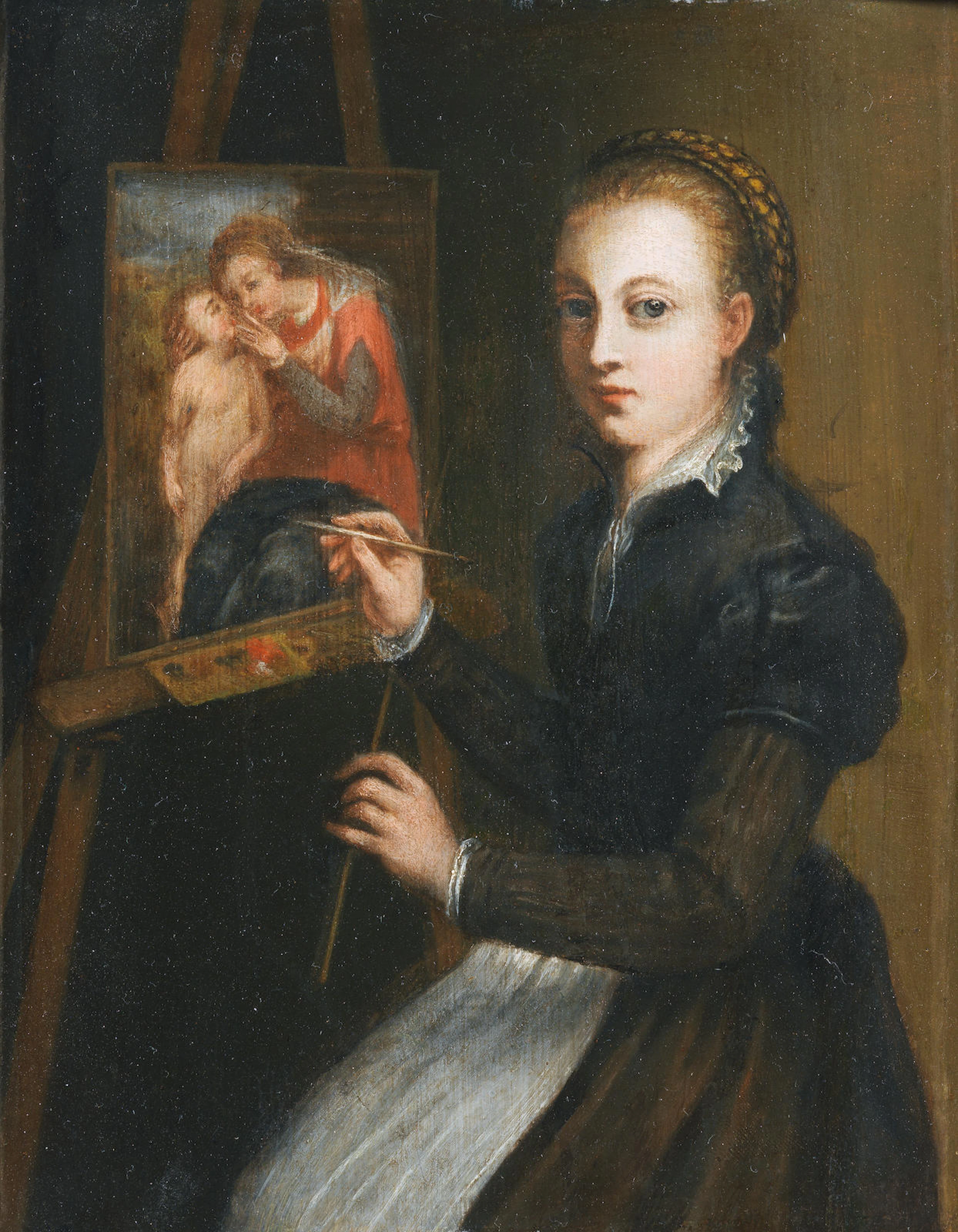 After Sofonisba Anguissola 17th Century Portrait of the artist at her easel