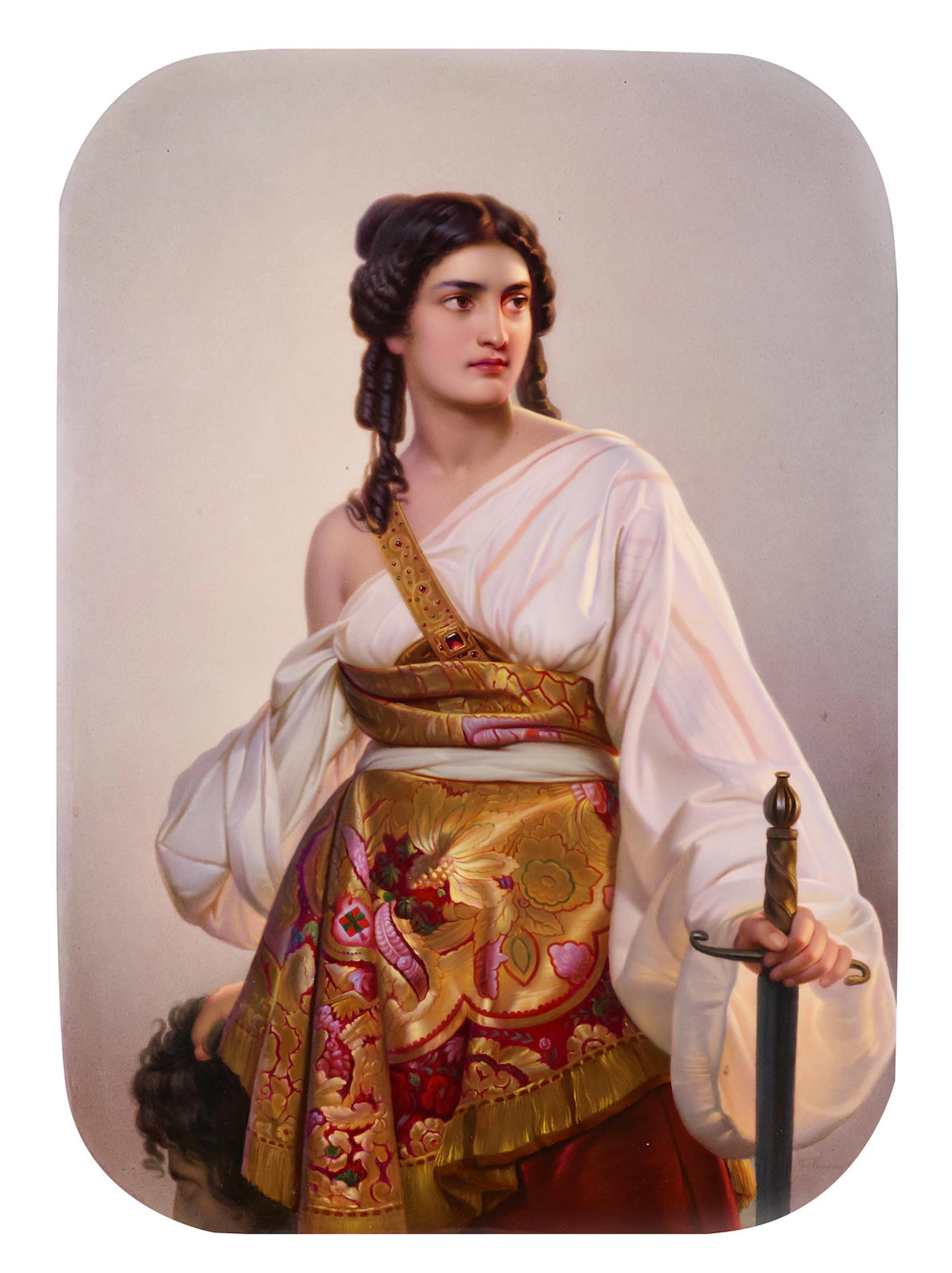 A large Berlin (K.P.M.) porcelain plaque: Judith with the Head of Holofernes late 19th century