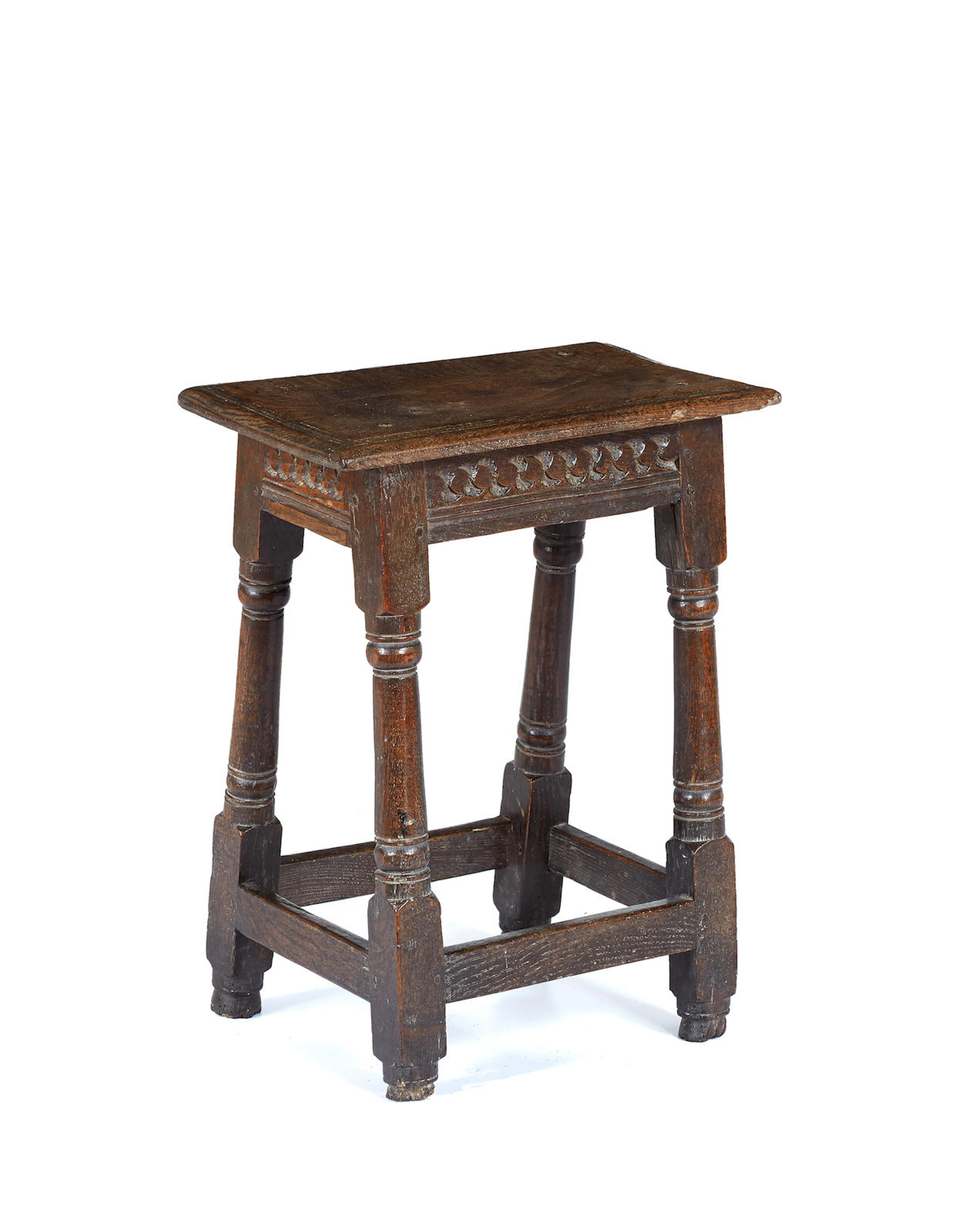 A James I oak joint stool, attributed to Salisbury and the surrounding area, circa 1620