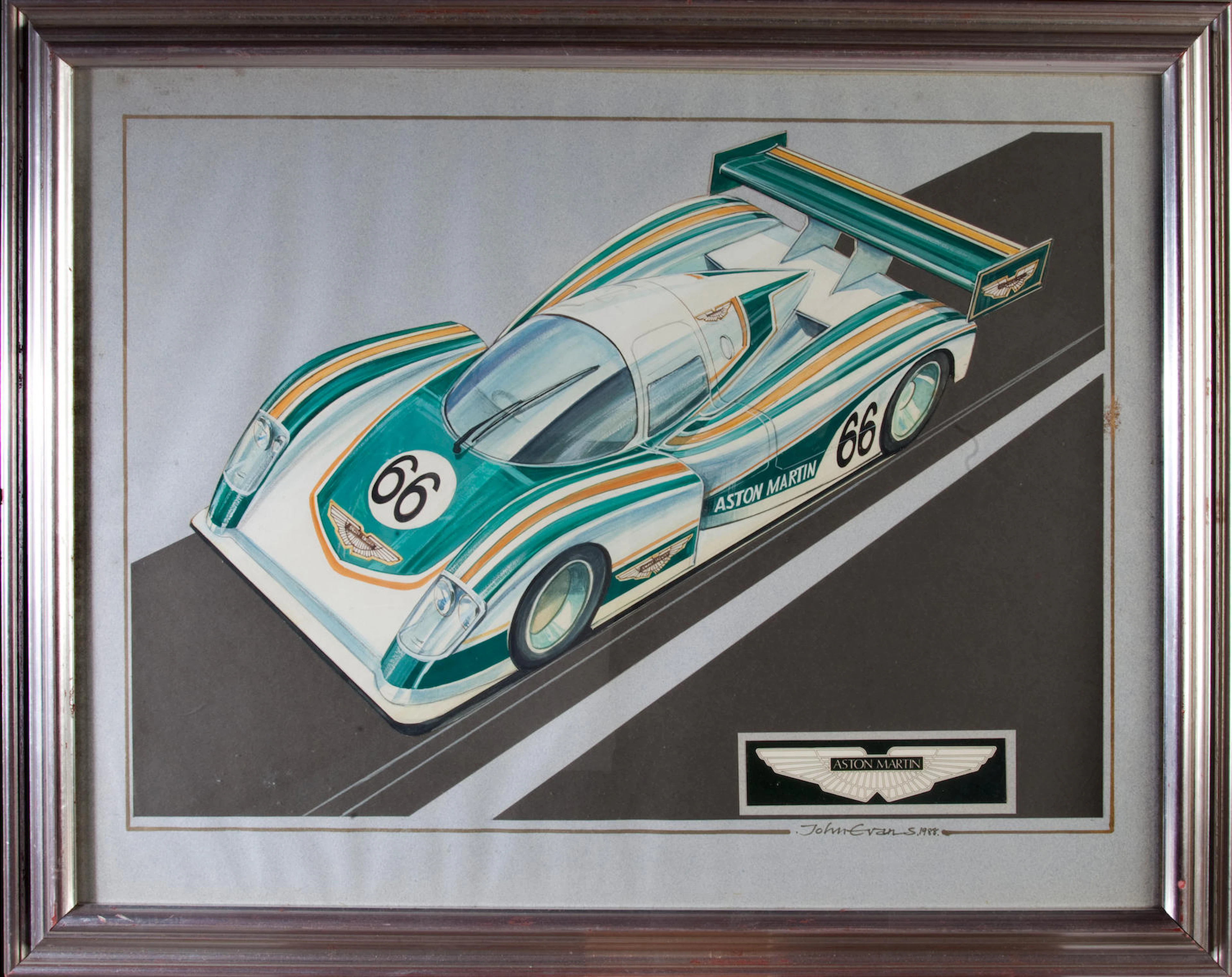 John Evans (British 1943-), 'Aston Martin AMR1' a factory commissioned proposed livery design original artwork,