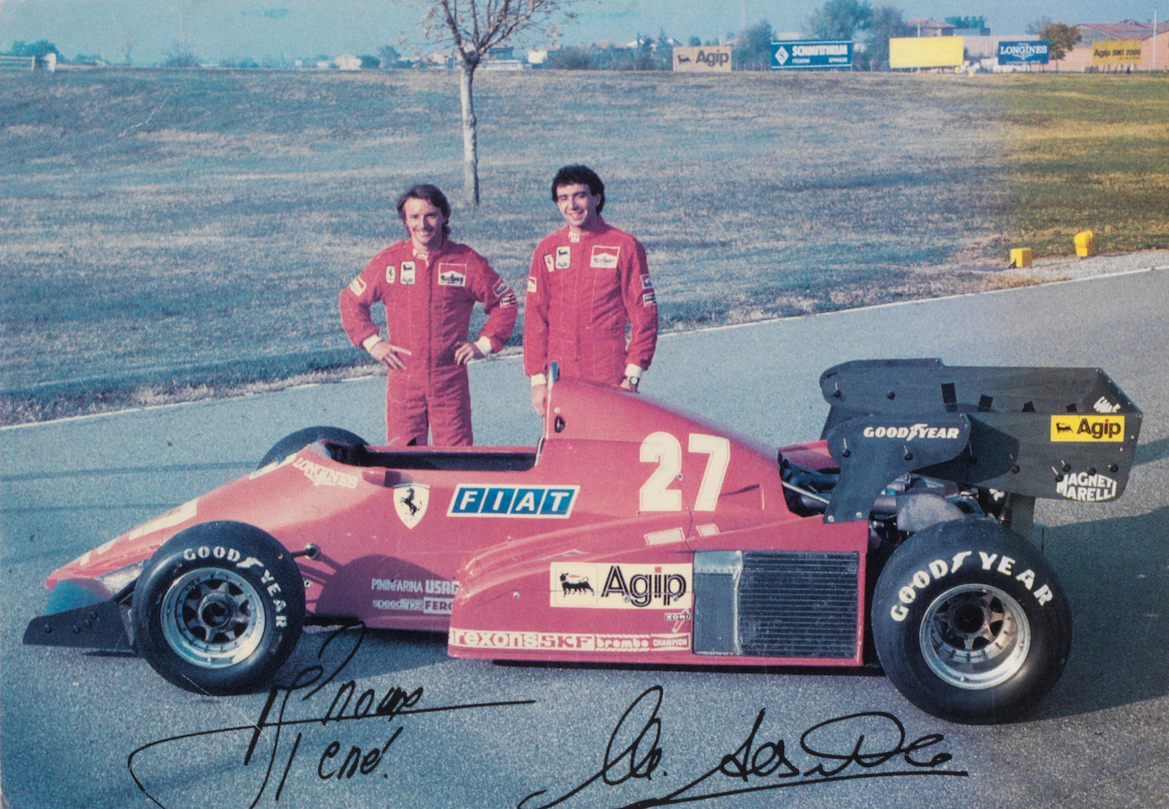 A signed Ferrari postcard from Enzo Ferrari,