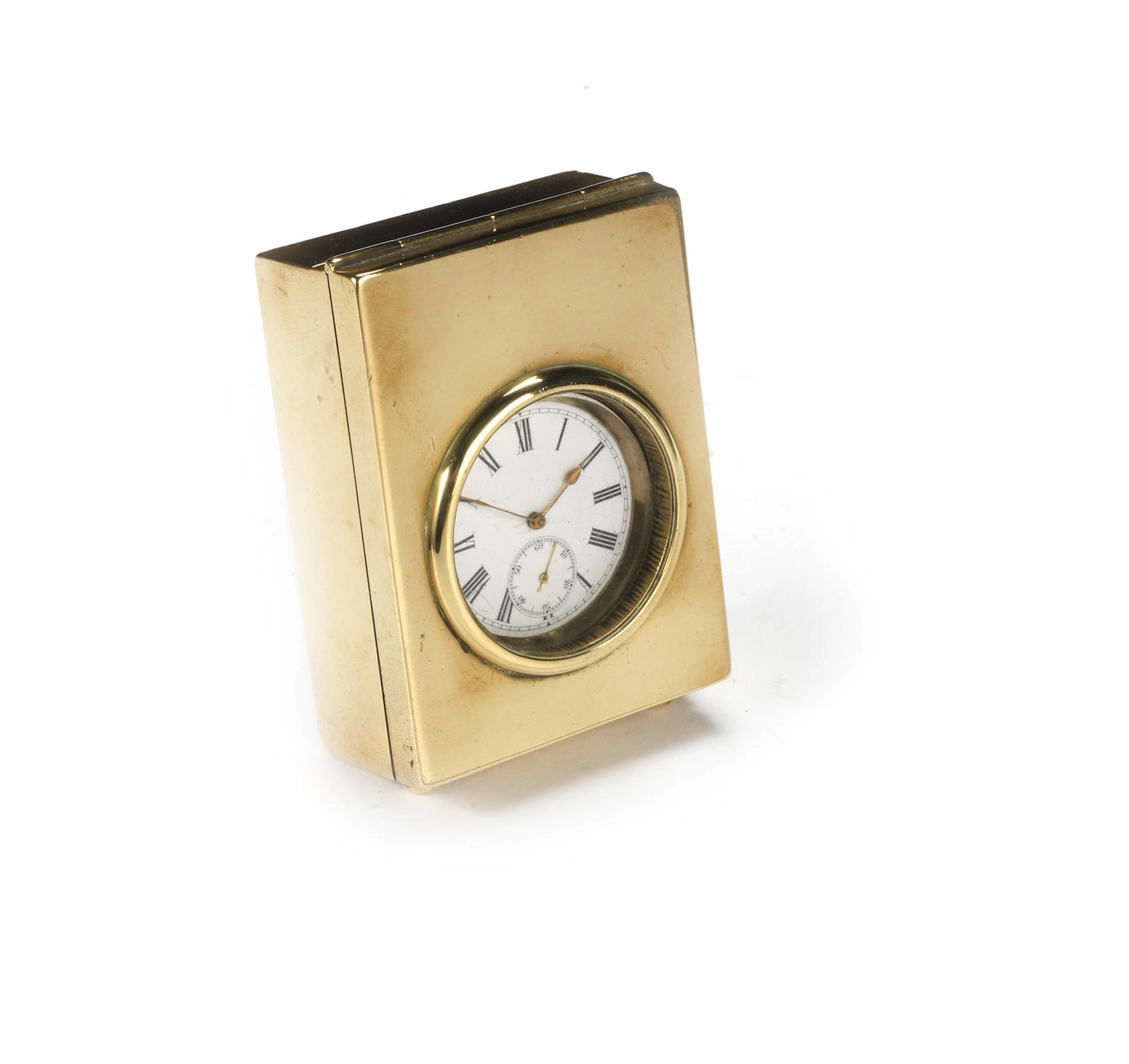 A Late Russell's patent brass pocket-watch case with watch, late 20th Century,