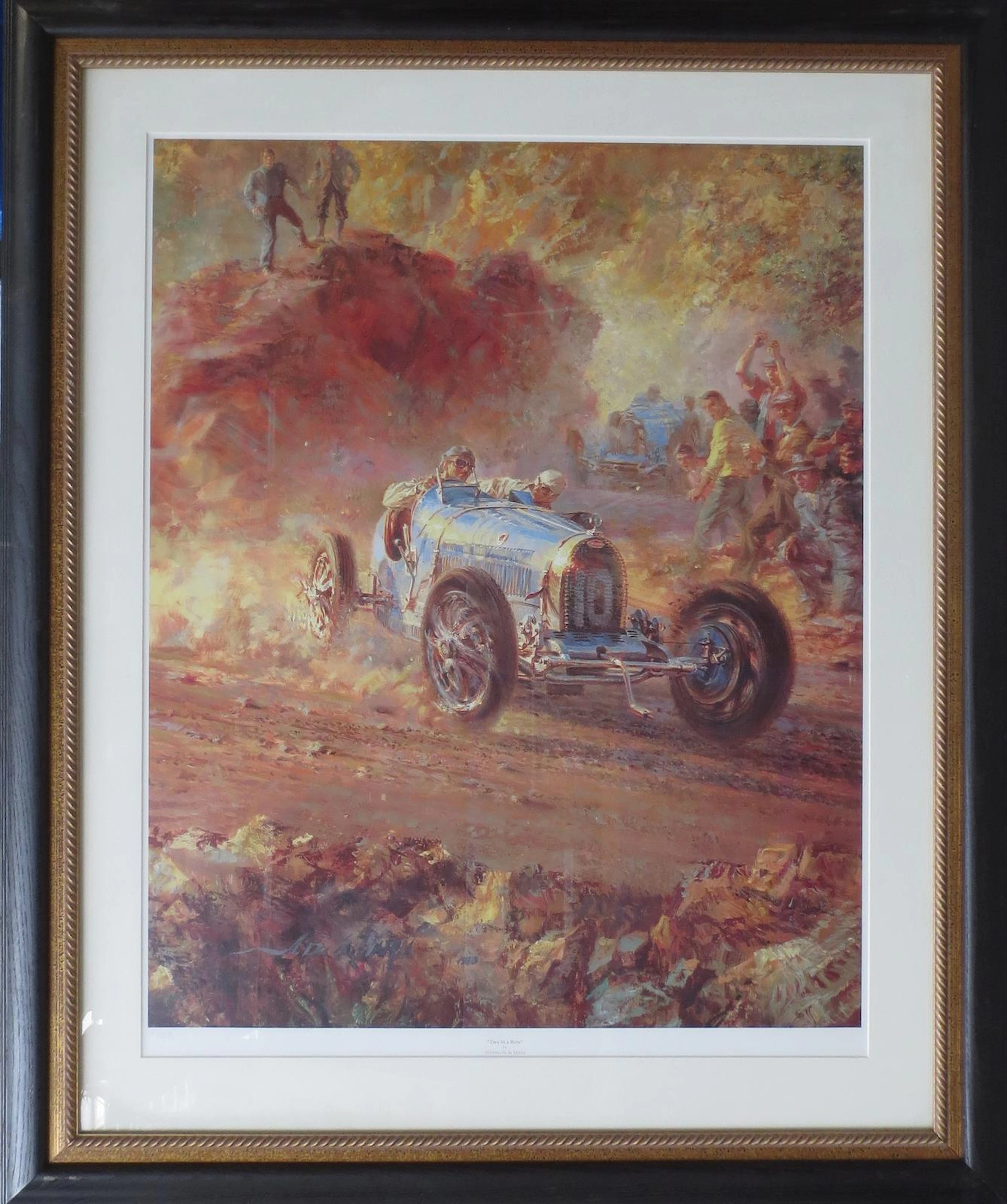'Two in a Row', a limited edition Bugatti print after Alfredo de la Maria,