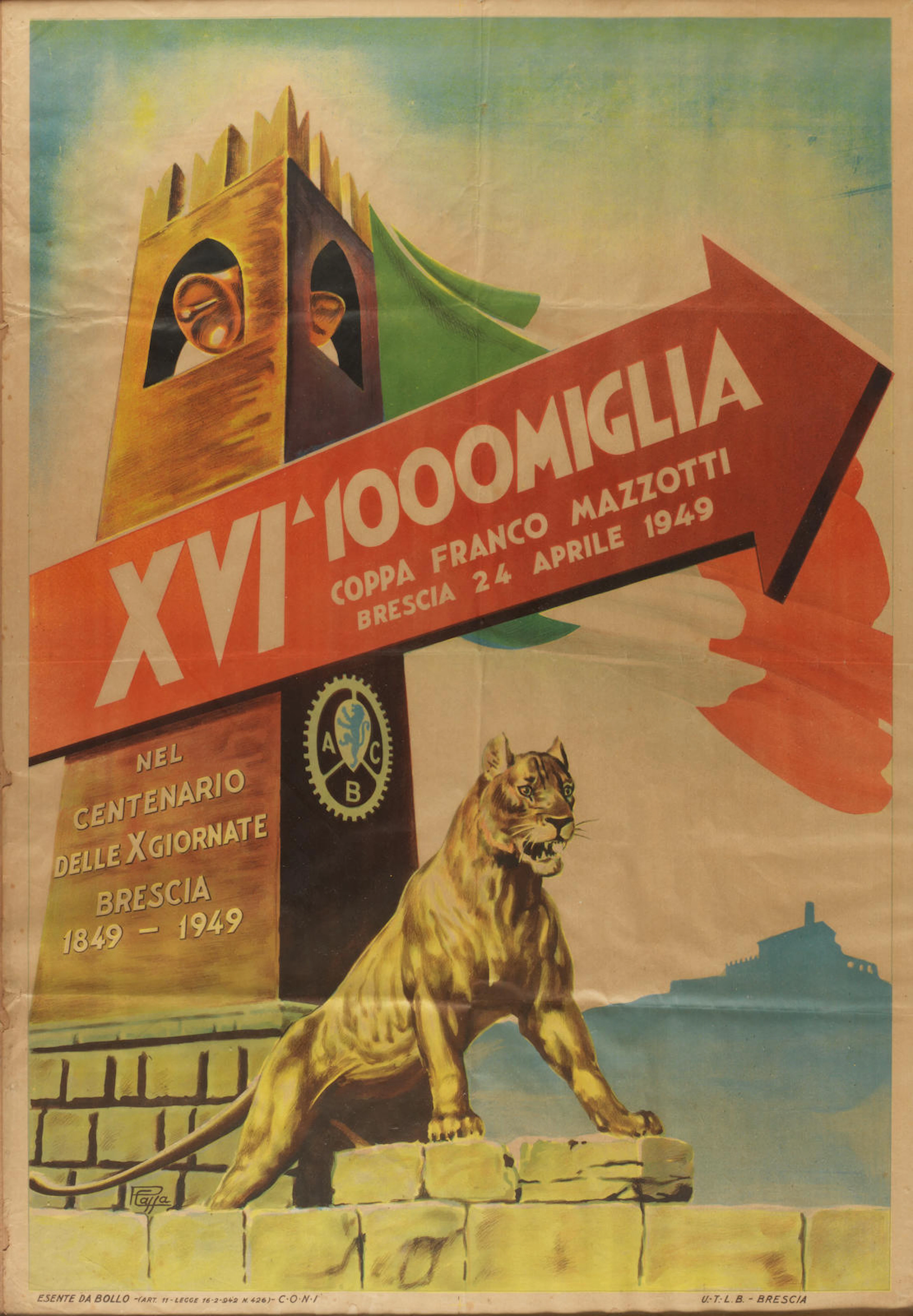 A 1949 'XVI Mille Miglia' poster, Italian,