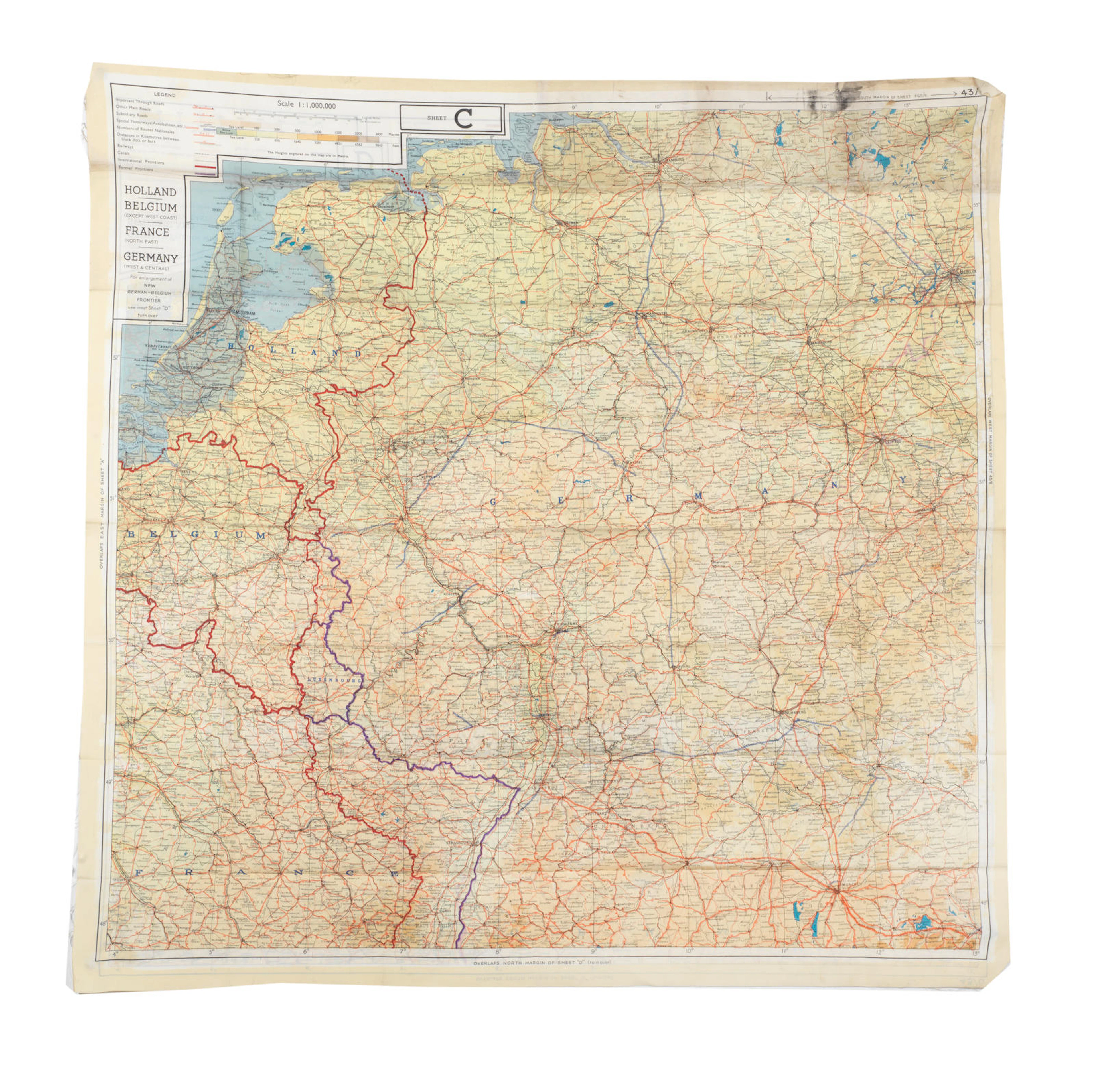 An allied aircrew wartime silk 'Escape' map formerly the property of Donald Healey,