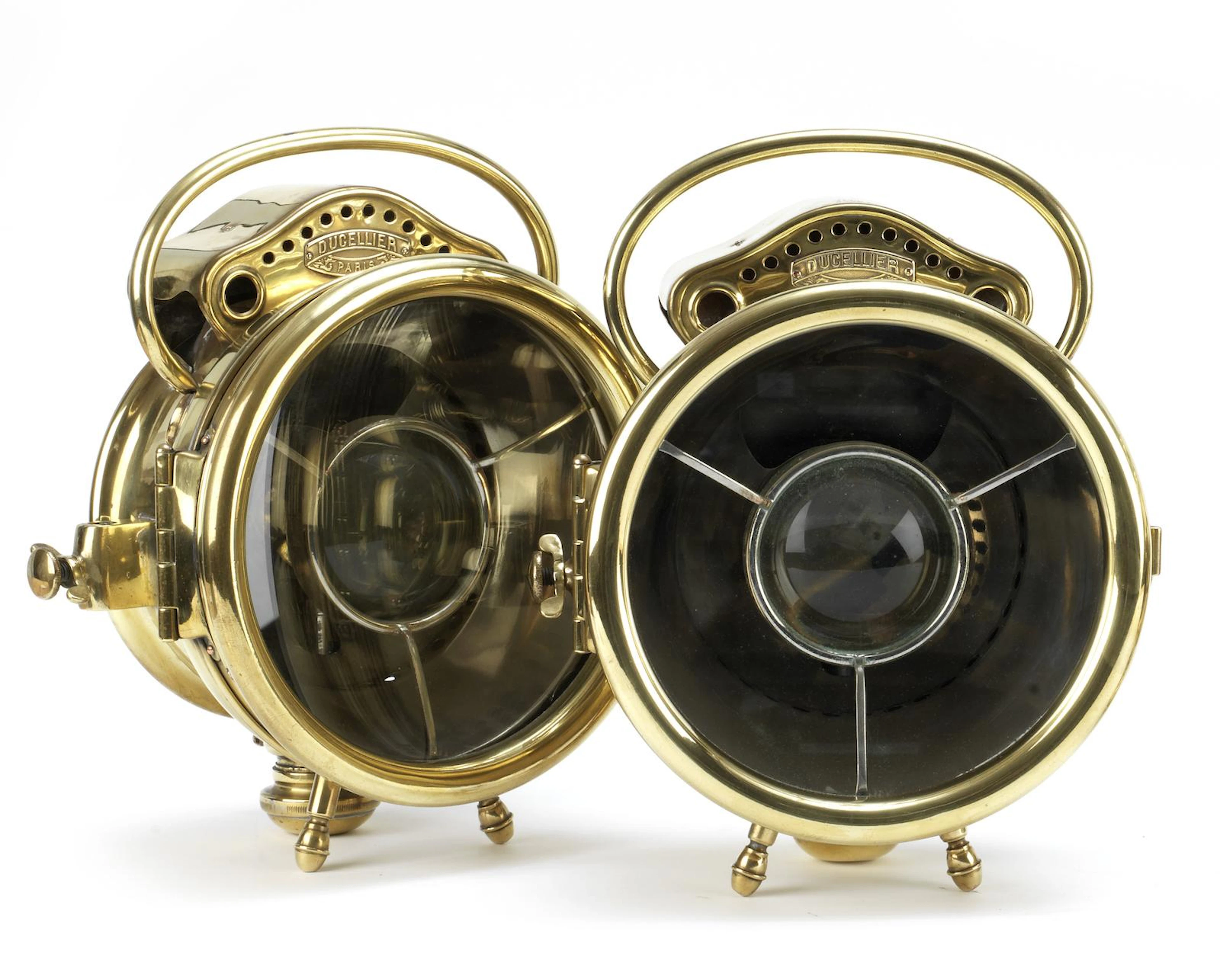 A fine pair of Ducellier acetylene headlamps, French, circa 1904,