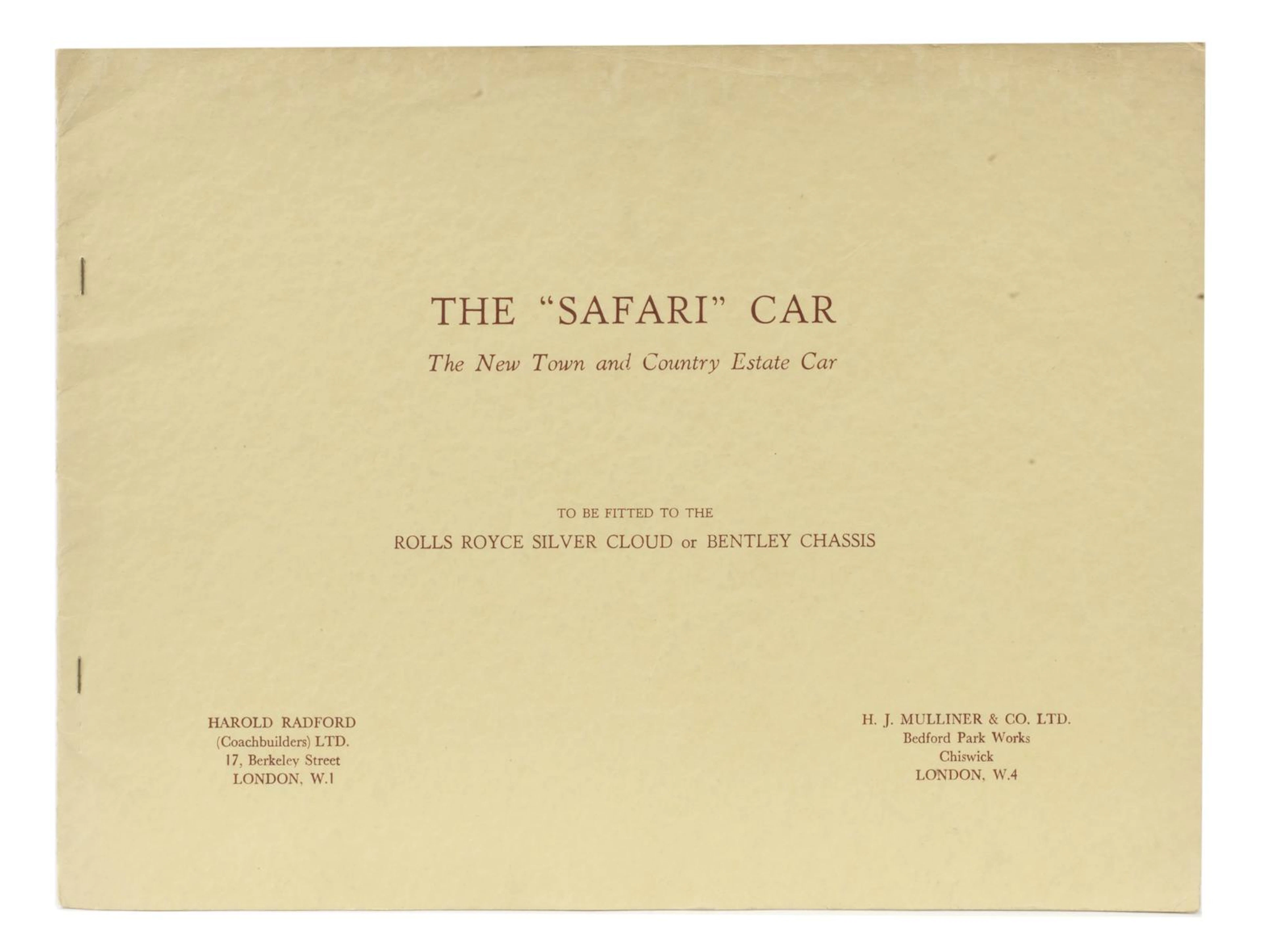The "SAFARI" Car, rare prototype/trials brochure, for "The New Town and Country Estate Car", Design No. 7501, 1957,
