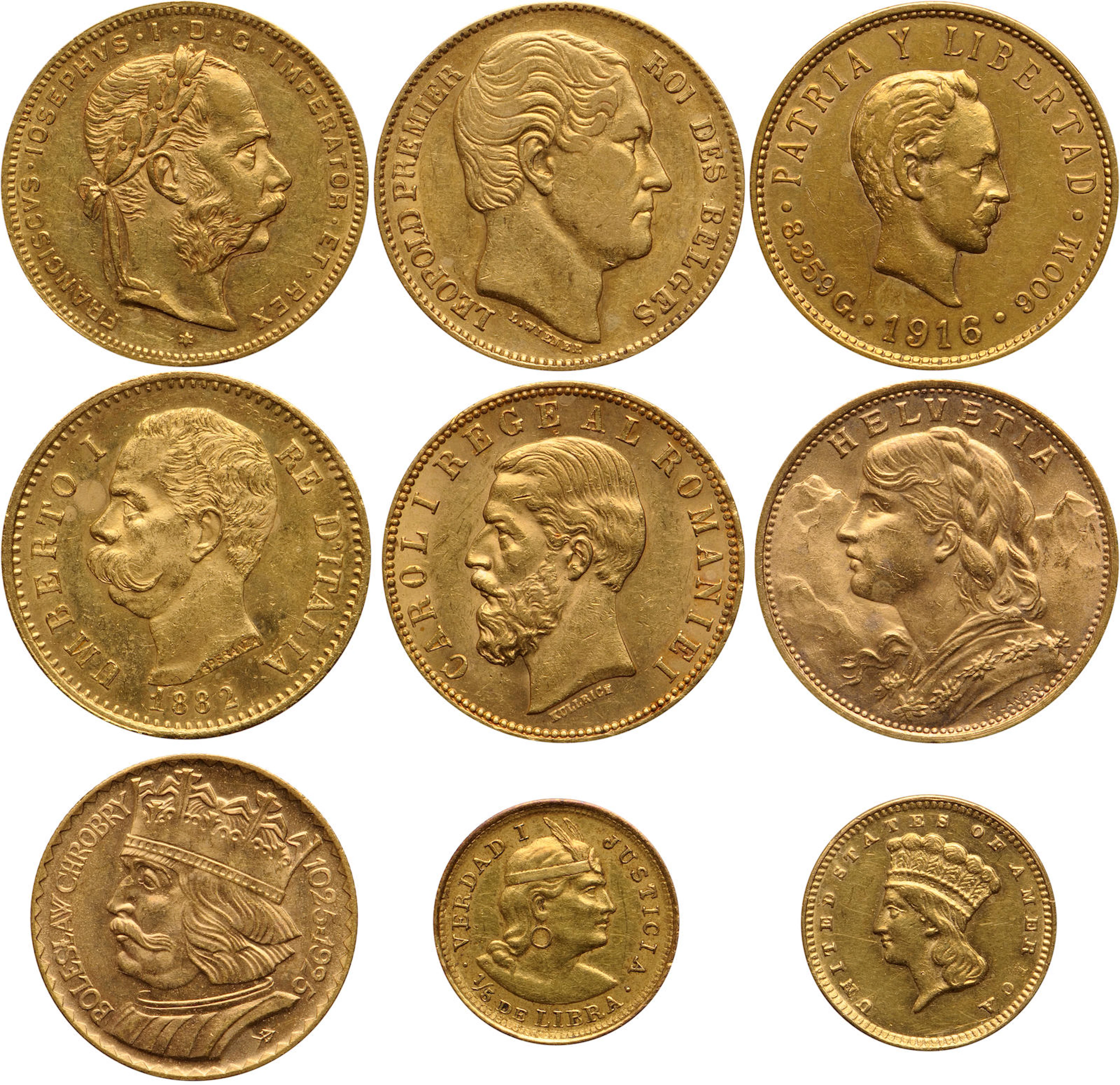 World and U.S. Gold Coin Assortment (9)