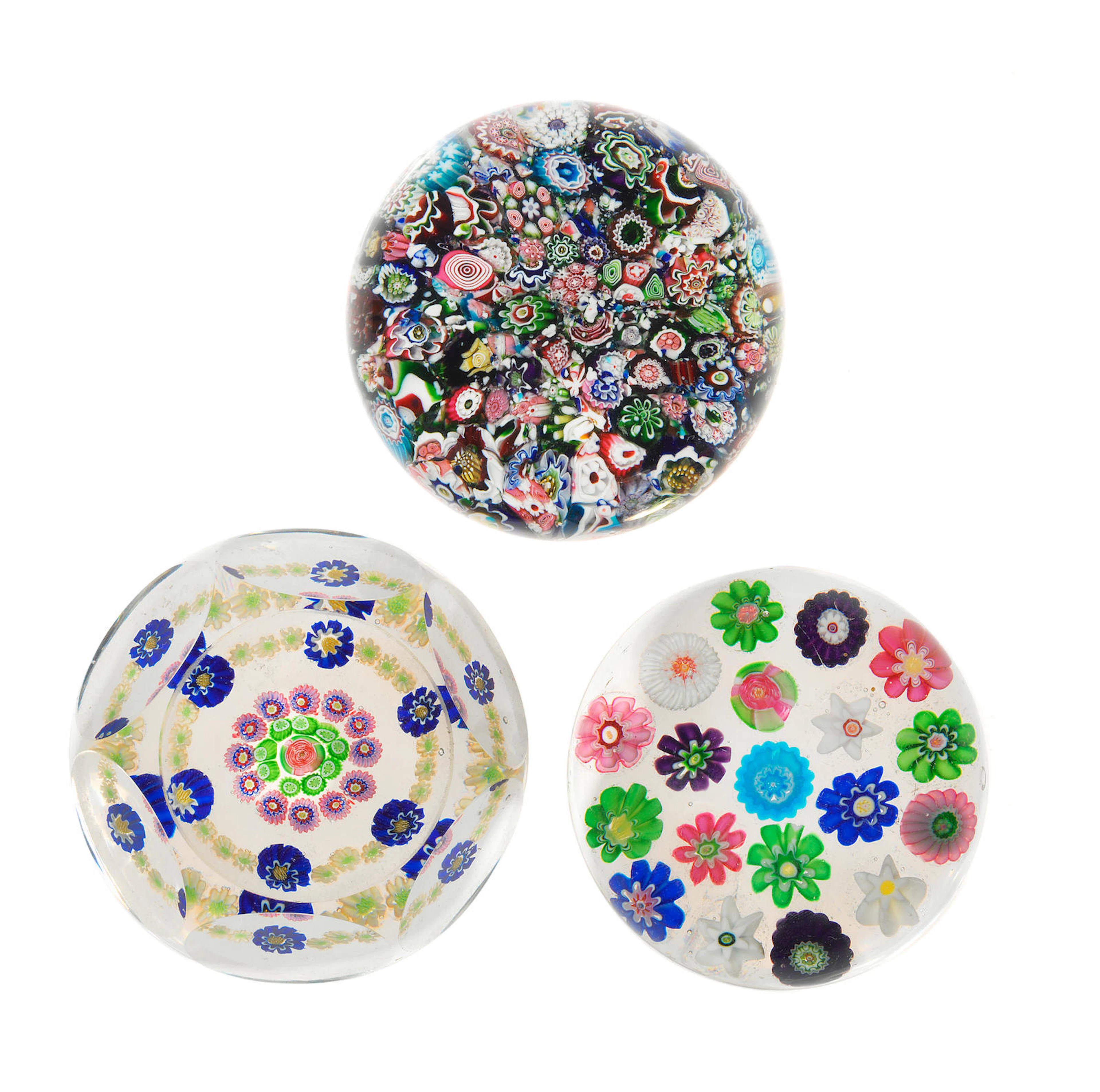 Three Clichy paperweights, circa 1850