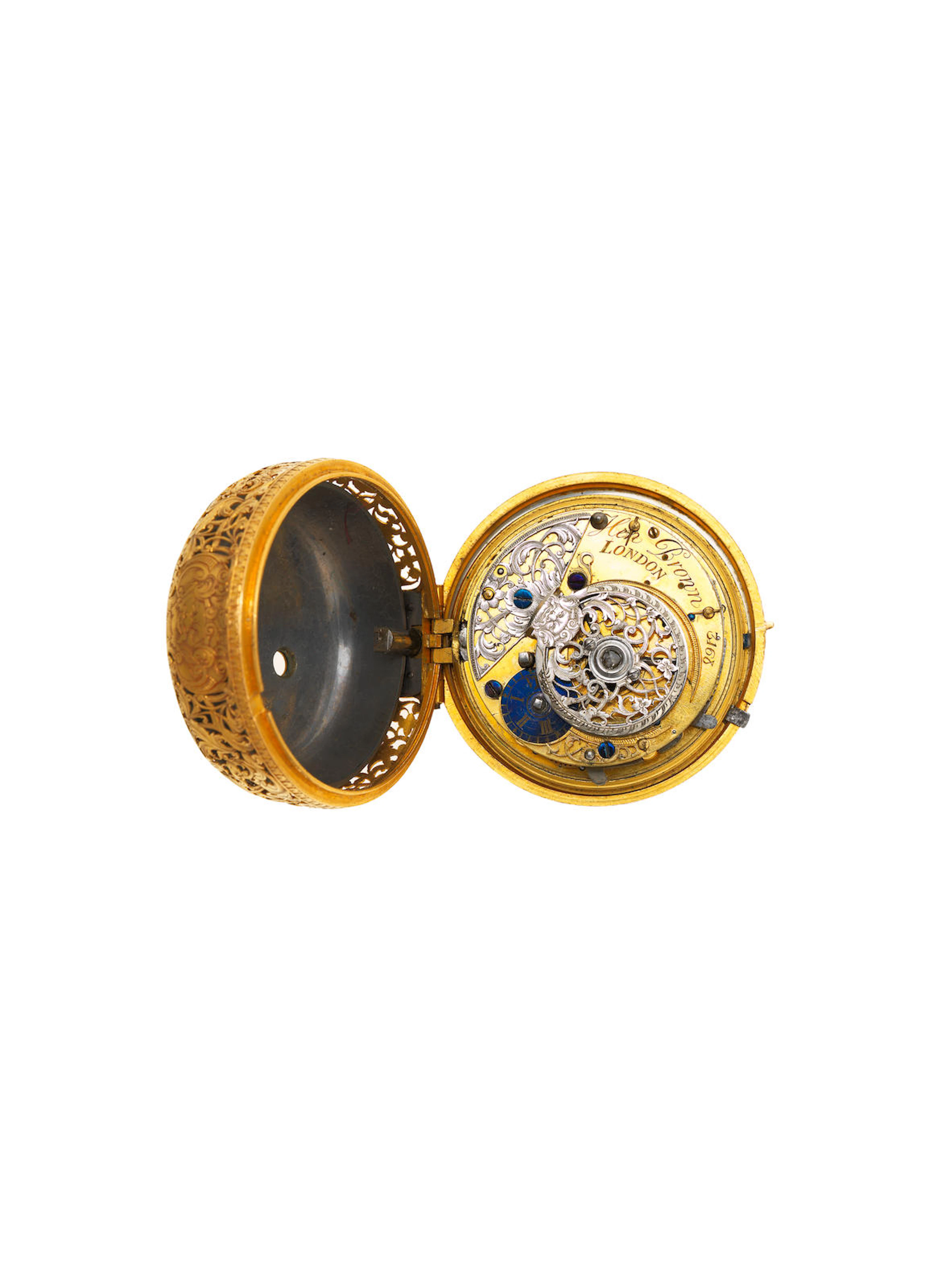 Henton Brown. A fine gold quarter repeating repousse verge watch with pulse piece Circa 1730