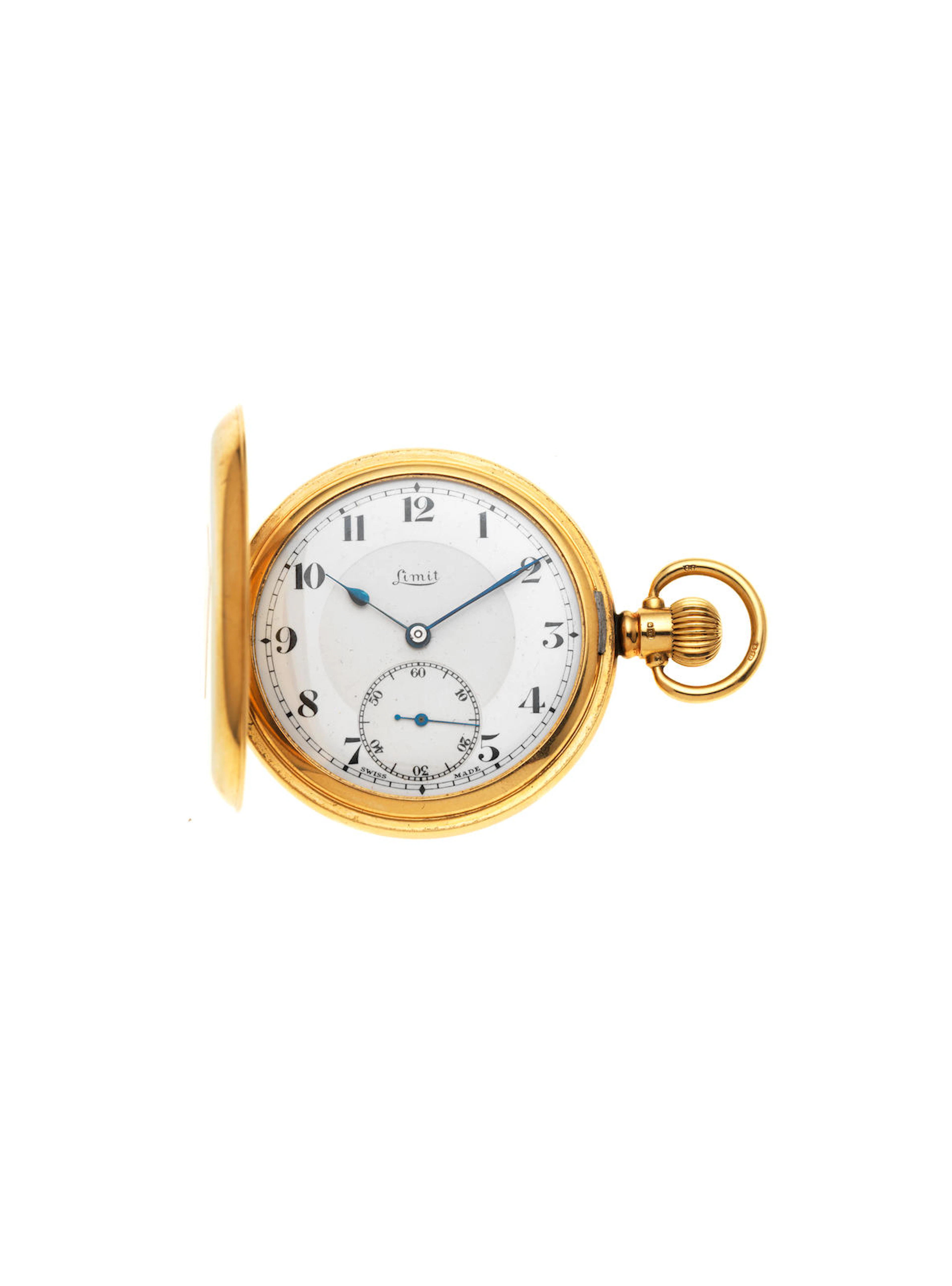 Limit. An 18K gold keyless wind full hunter pocket watch Birmingham Hallmark for 1923