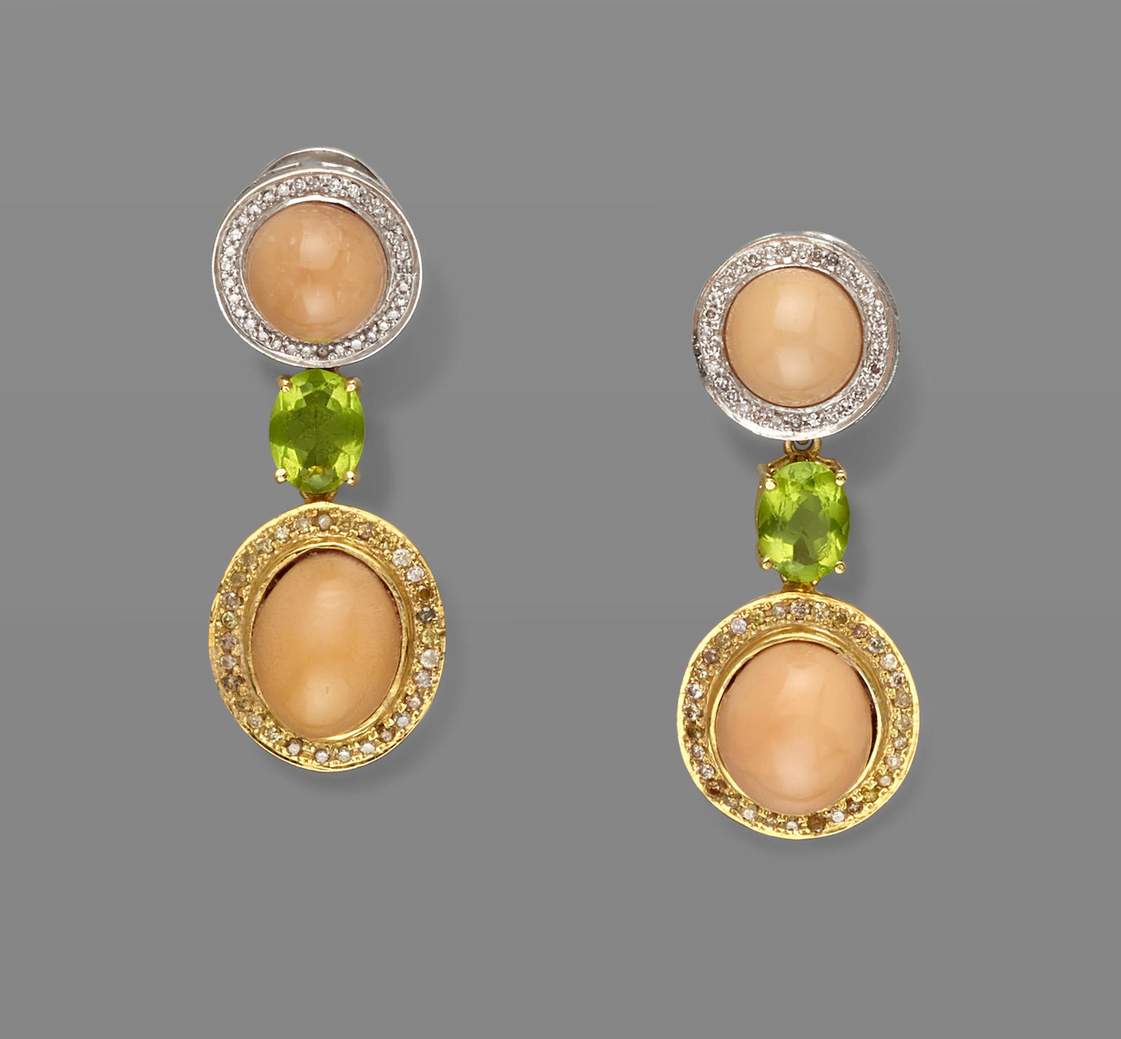 Melo Pearl and Peridot Earrings