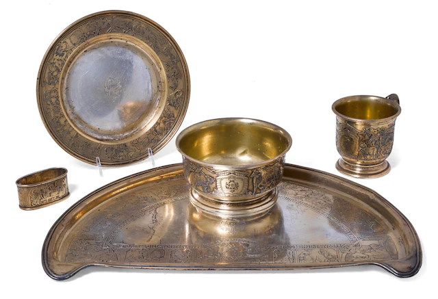 A William S. Hart, Jr. sterling silver child's table service